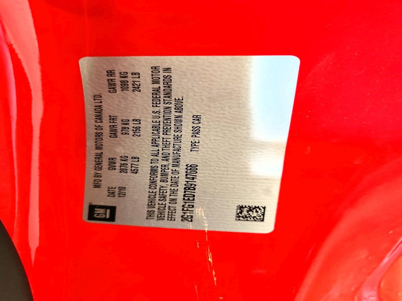2011 Chevrolet Camaro Lt Red vin: 2G1FG1ED7B9147666