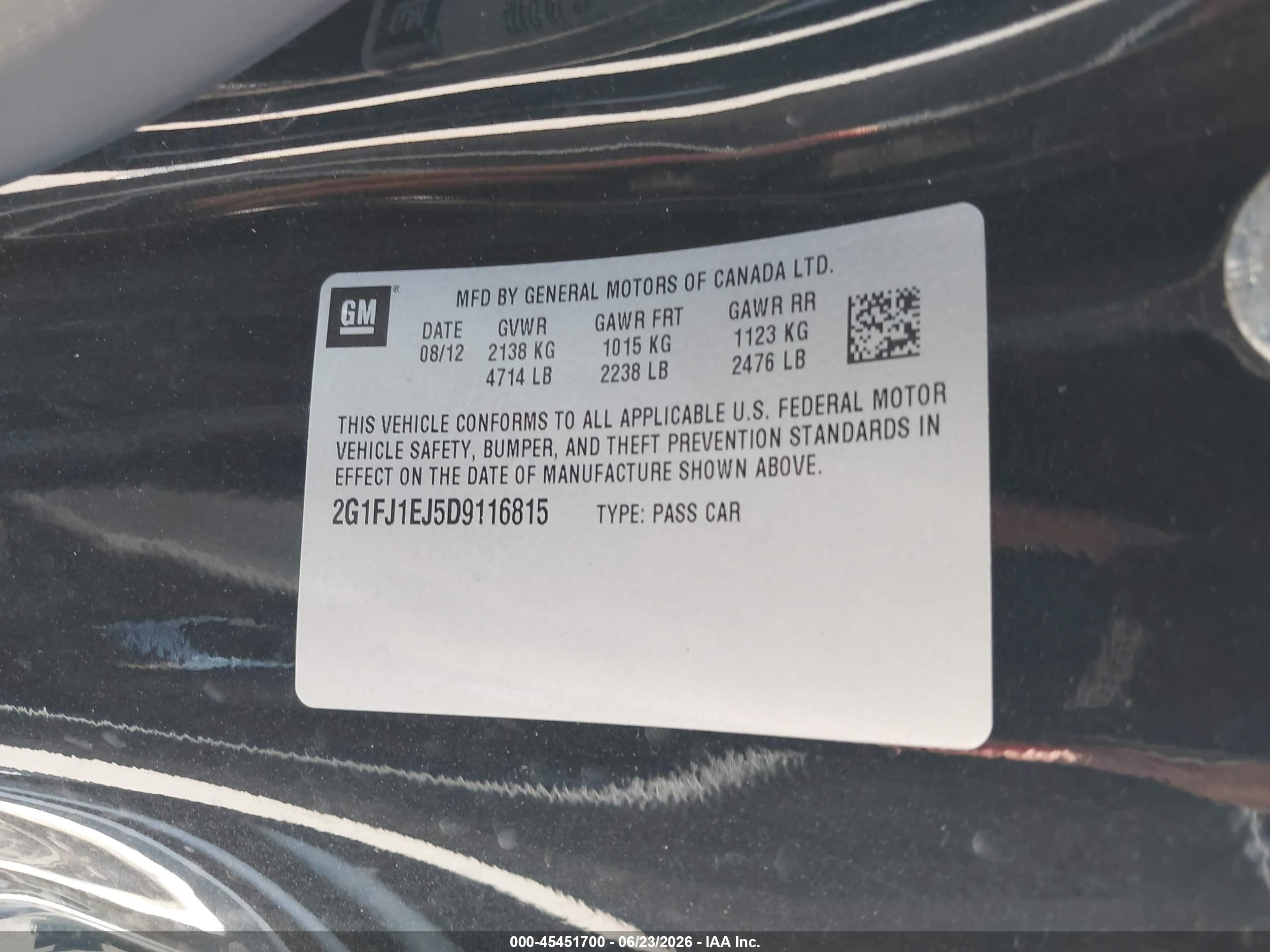 2013 Chevrolet Camaro 1ss Black vin: 2G1FJ1EJ5D9116815