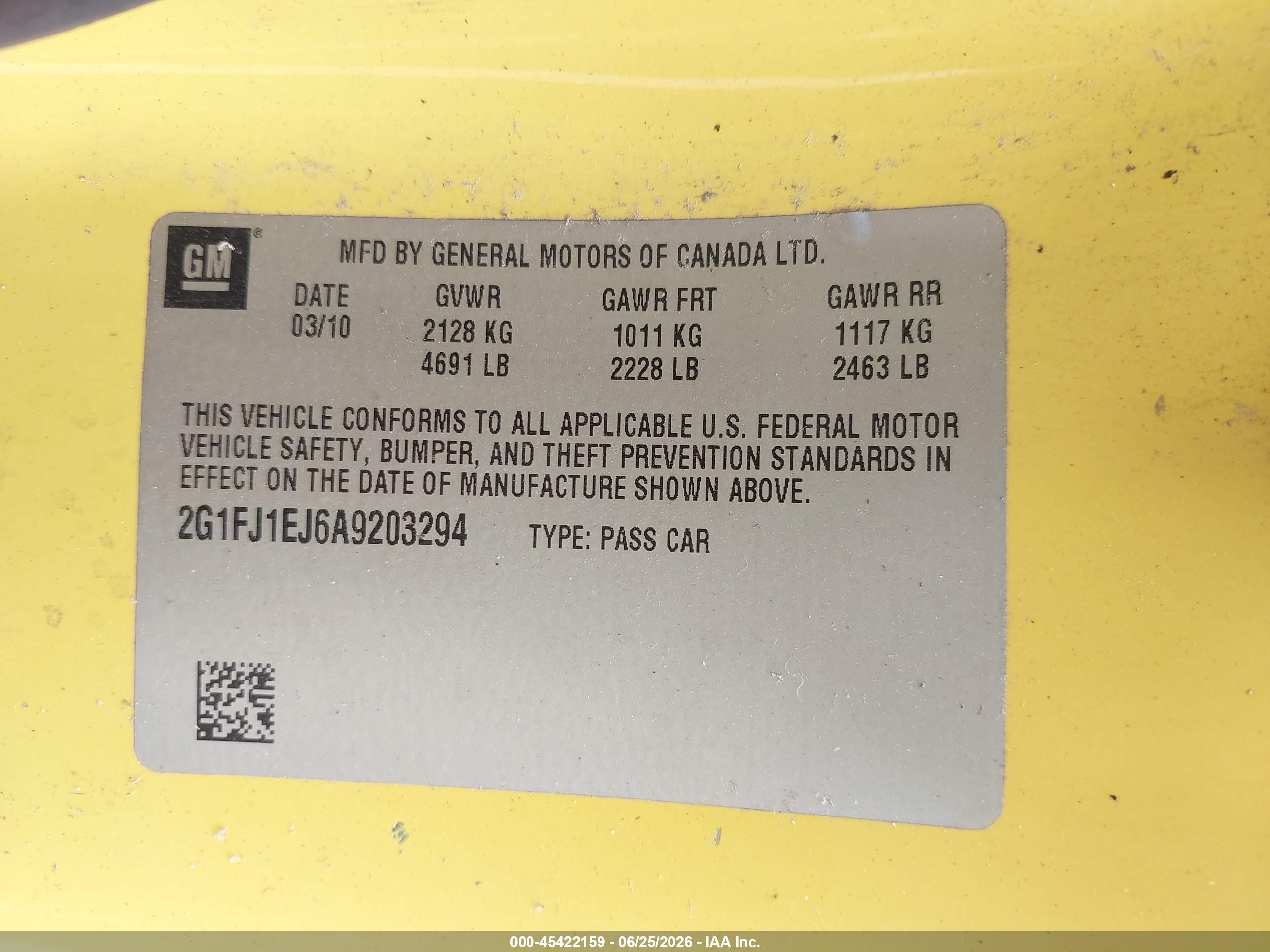 2010 Chevrolet Camaro 1ss Yellow vin: 2G1FJ1EJ6A9203294