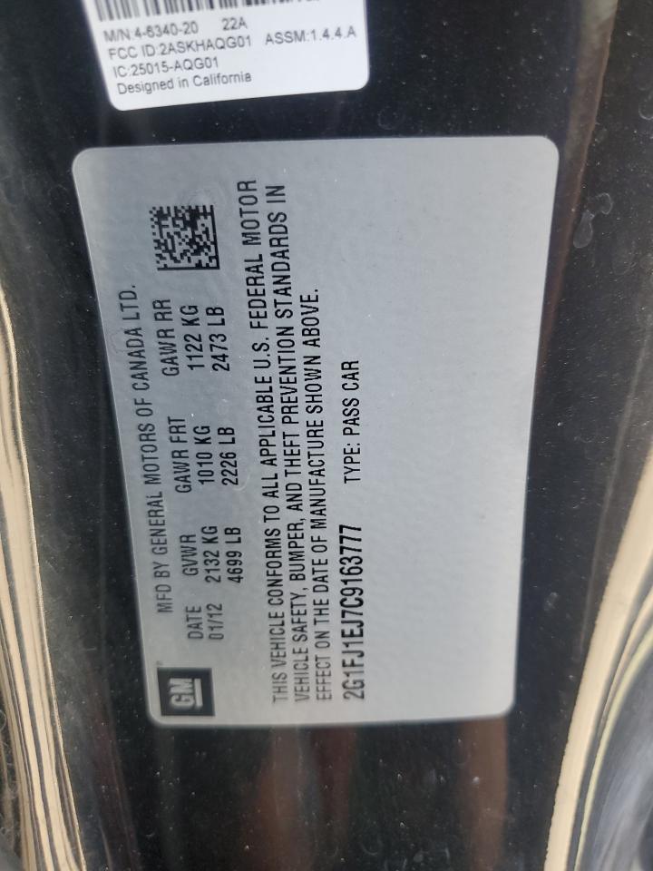 2012 Chevrolet Camaro Ss Black vin: 2G1FJ1EJ7C9163777