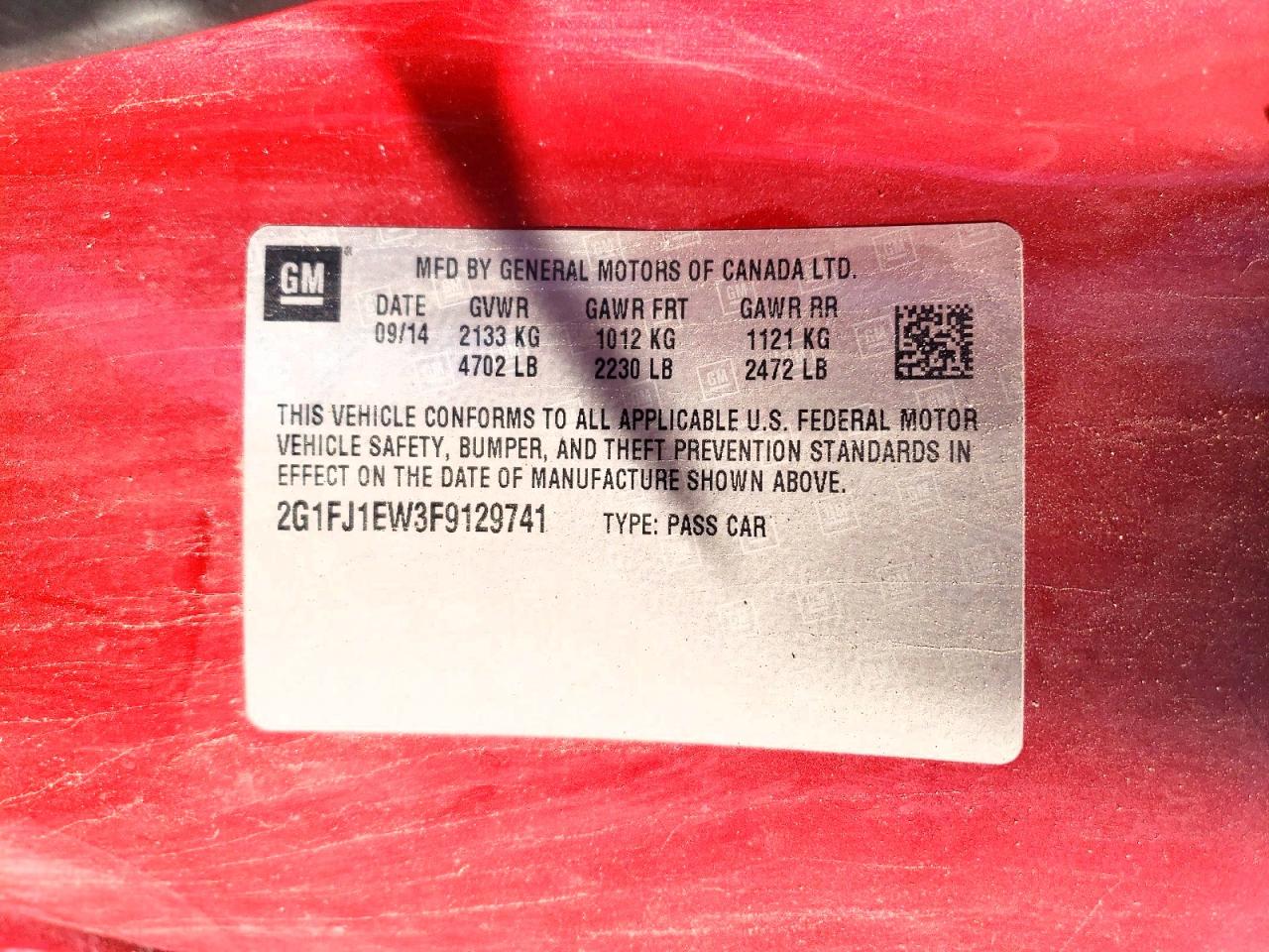 2015 Chevrolet Camaro 2ss Red vin: 2G1FJ1EW3F9129741