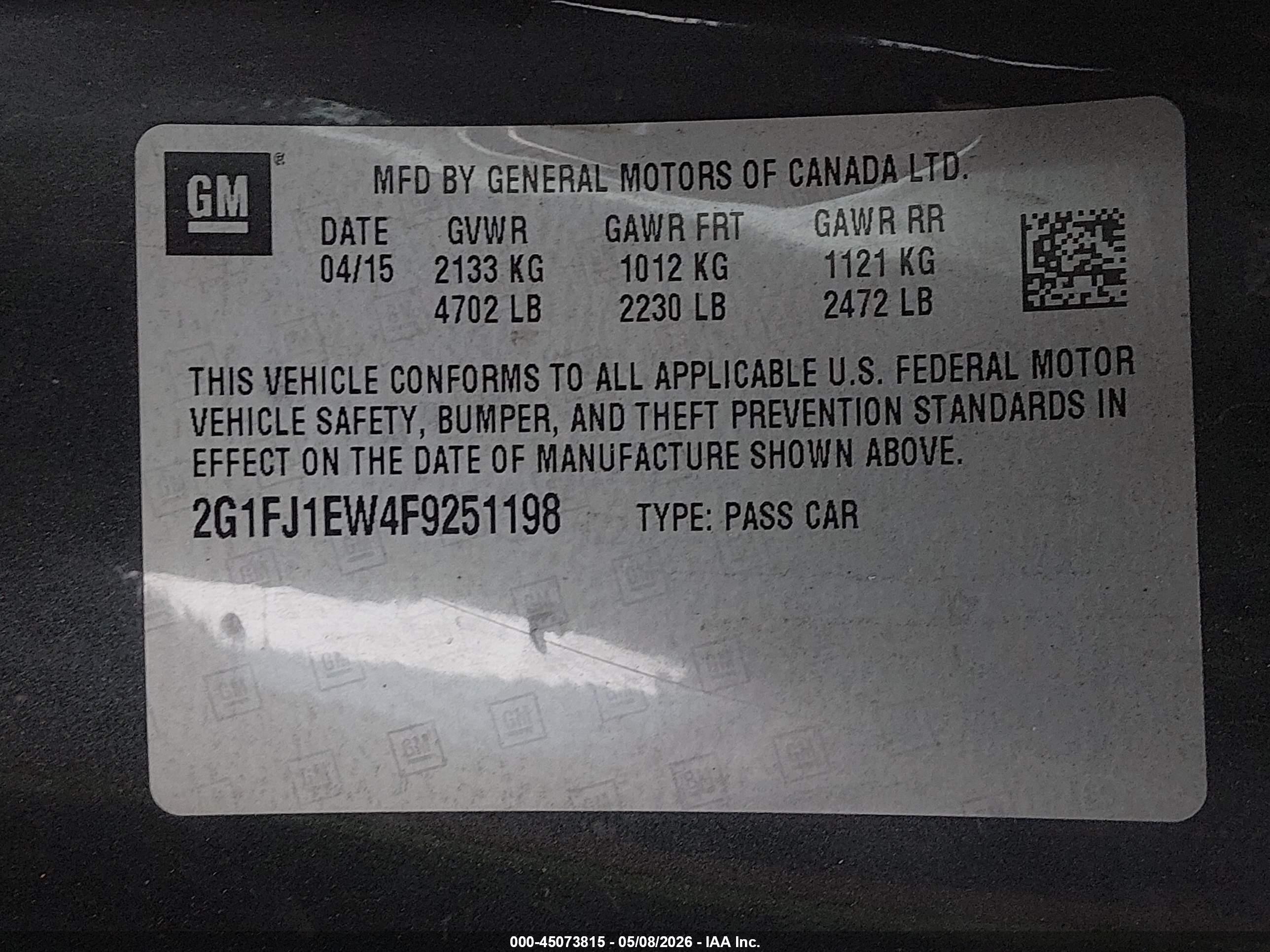 2015 Chevrolet Camaro 2ss Gray vin: 2G1FJ1EW4F9251198