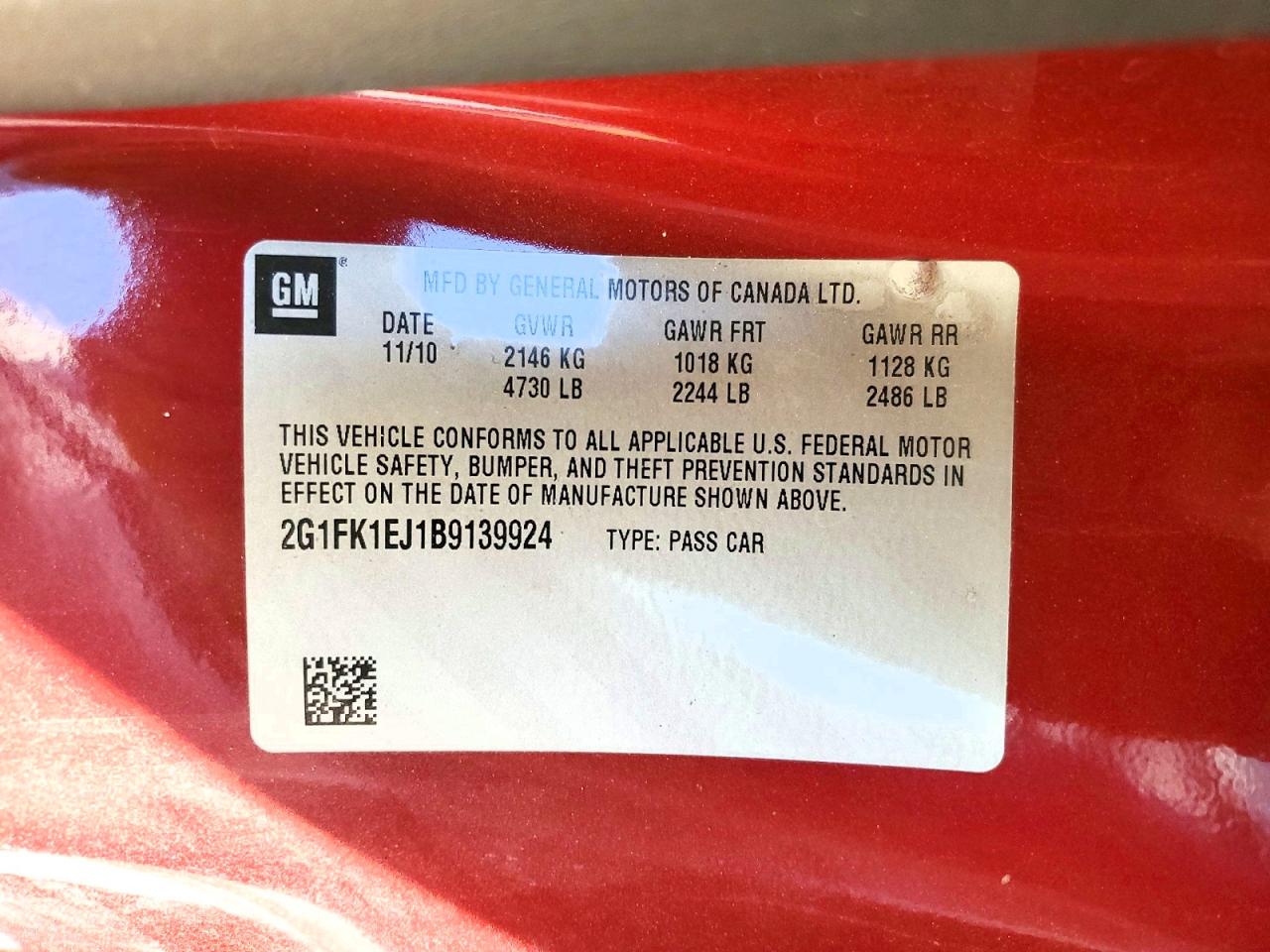 2011 Chevrolet Camaro 2ss Red vin: 2G1FK1EJ1B9139924