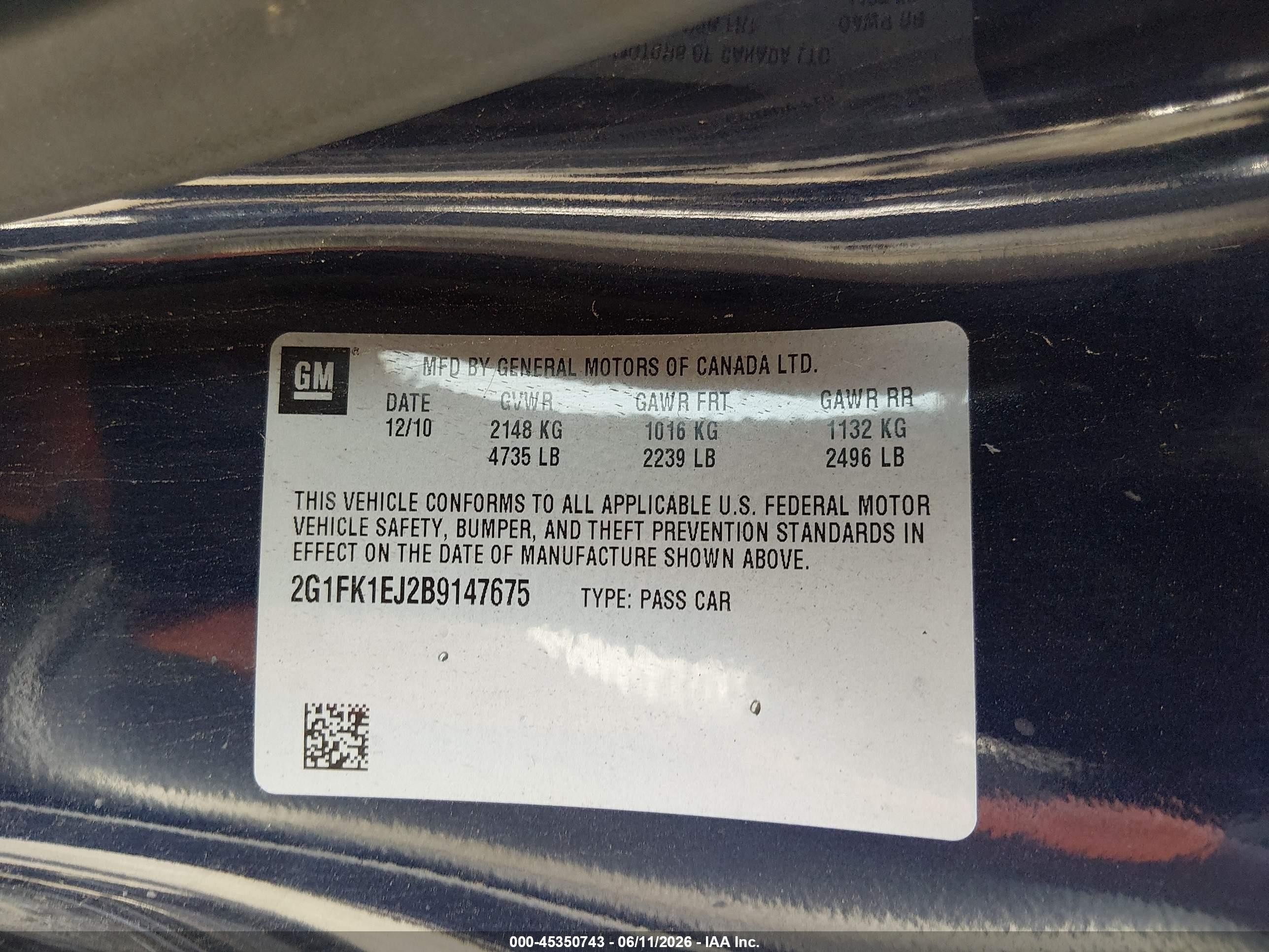 2011 Chevrolet Camaro 2ss Blue vin: 2G1FK1EJ2B9147675