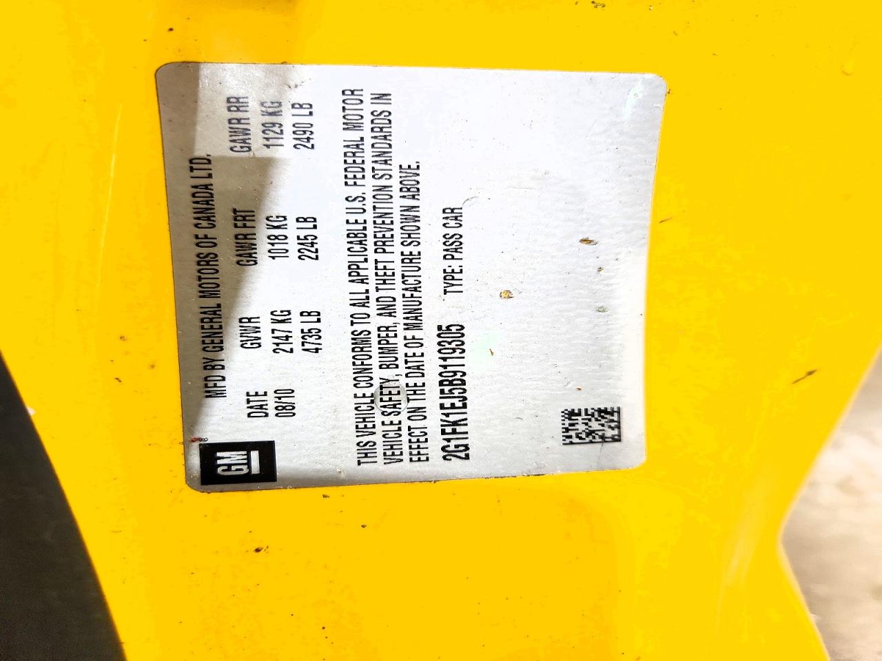 2011 Chevrolet Camaro 2ss Yellow vin: 2G1FK1EJ5B9119305
