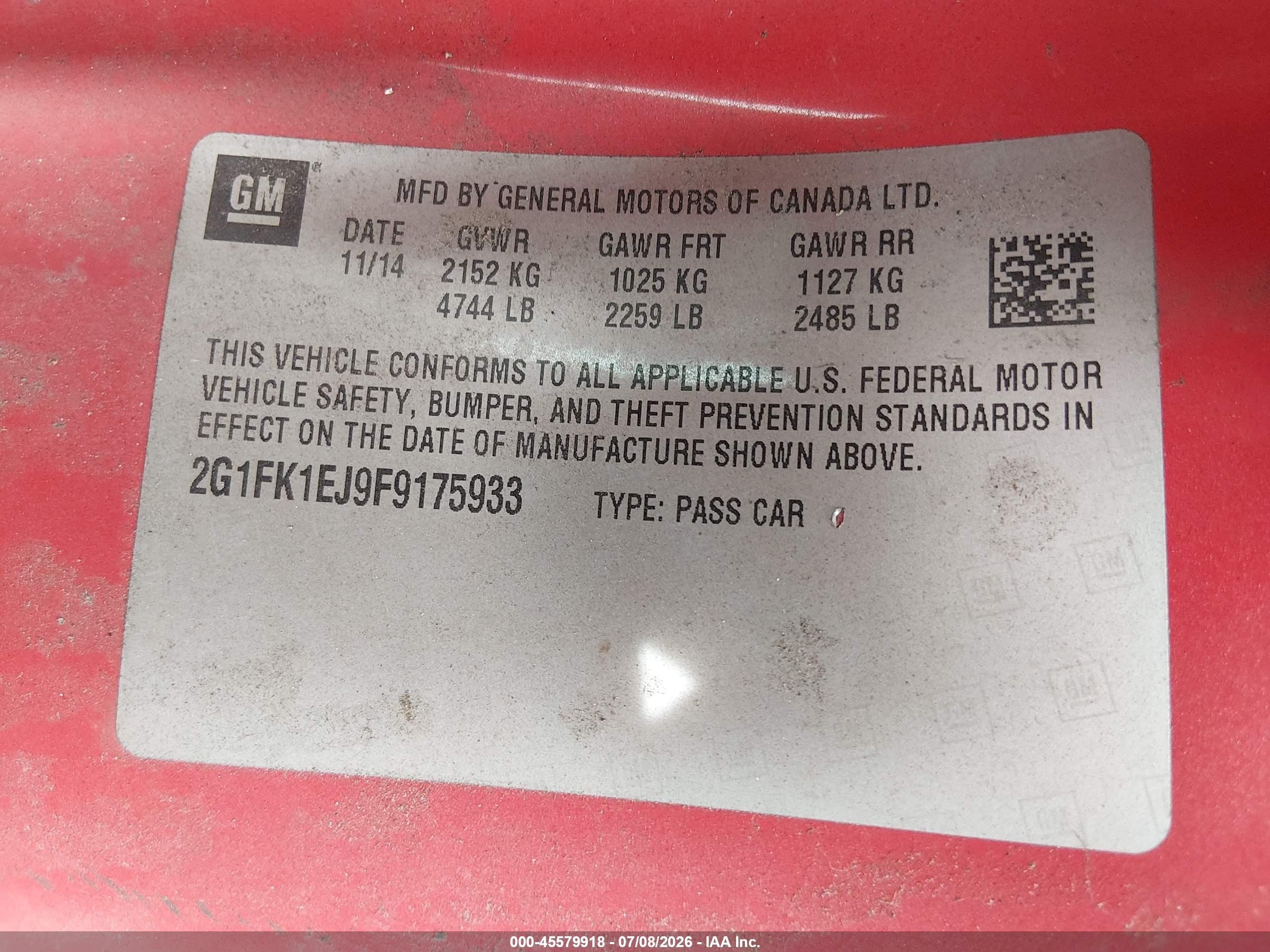 2015 Chevrolet Camaro 2ss Red vin: 2G1FK1EJ9F9175933