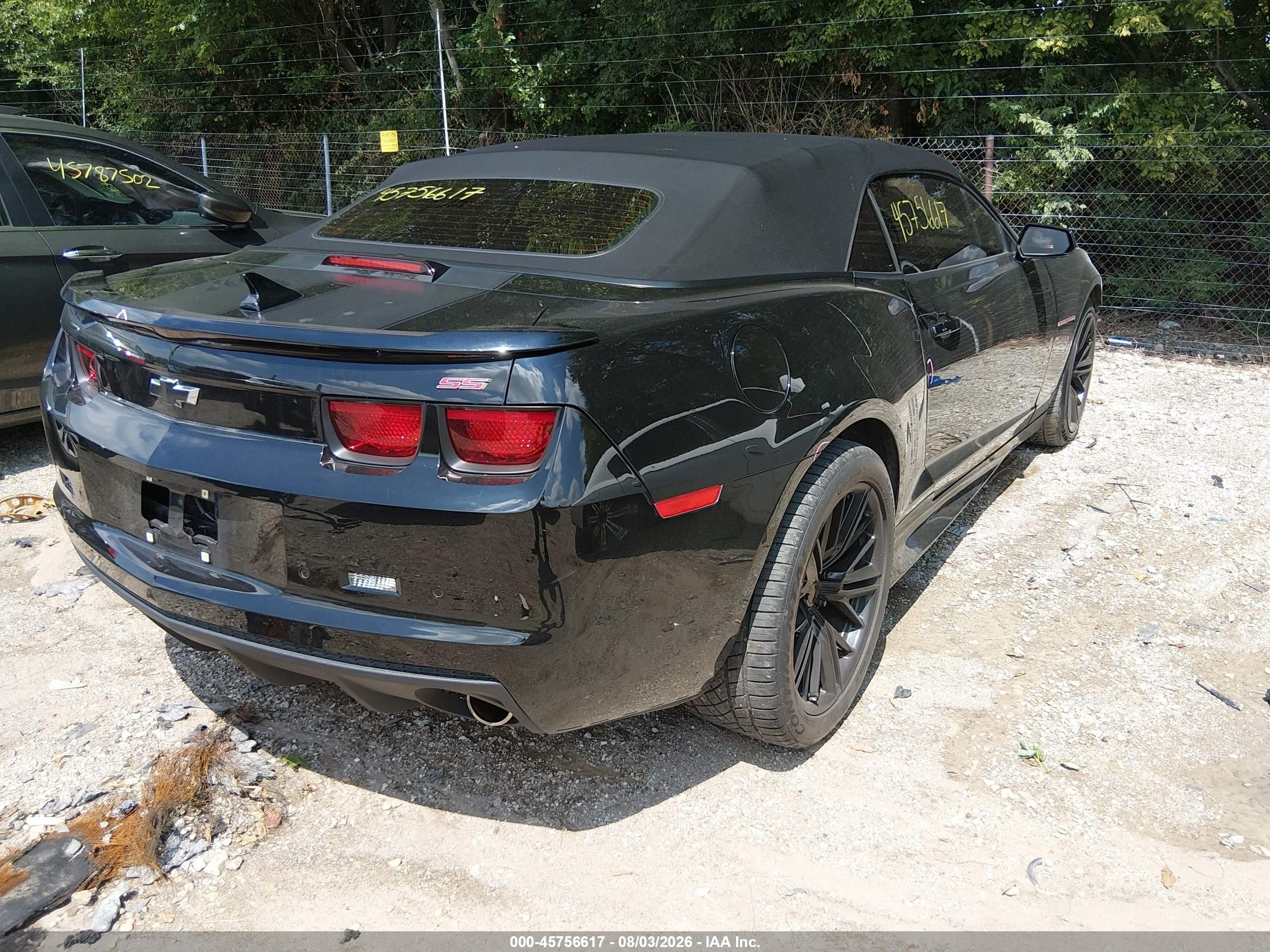 2012 Chevrolet Camaro 2ss Black vin: 2G1FK3DJ4C9101733