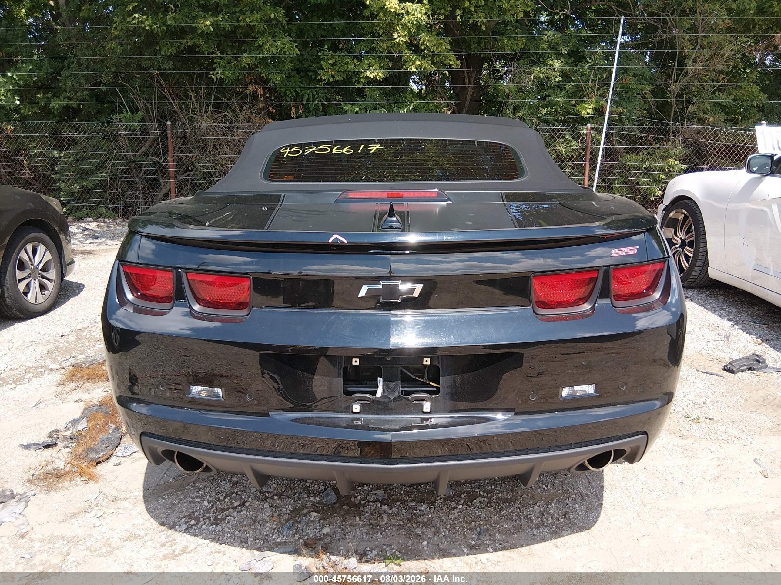 2012 Chevrolet Camaro 2ss Black vin: 2G1FK3DJ4C9101733