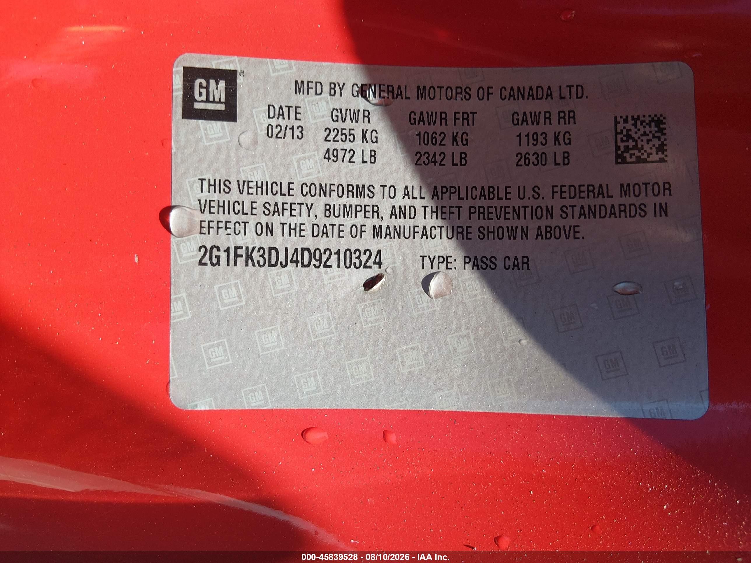 2013 Chevrolet Camaro 2ss Красный vin: 2G1FK3DJ4D9210324