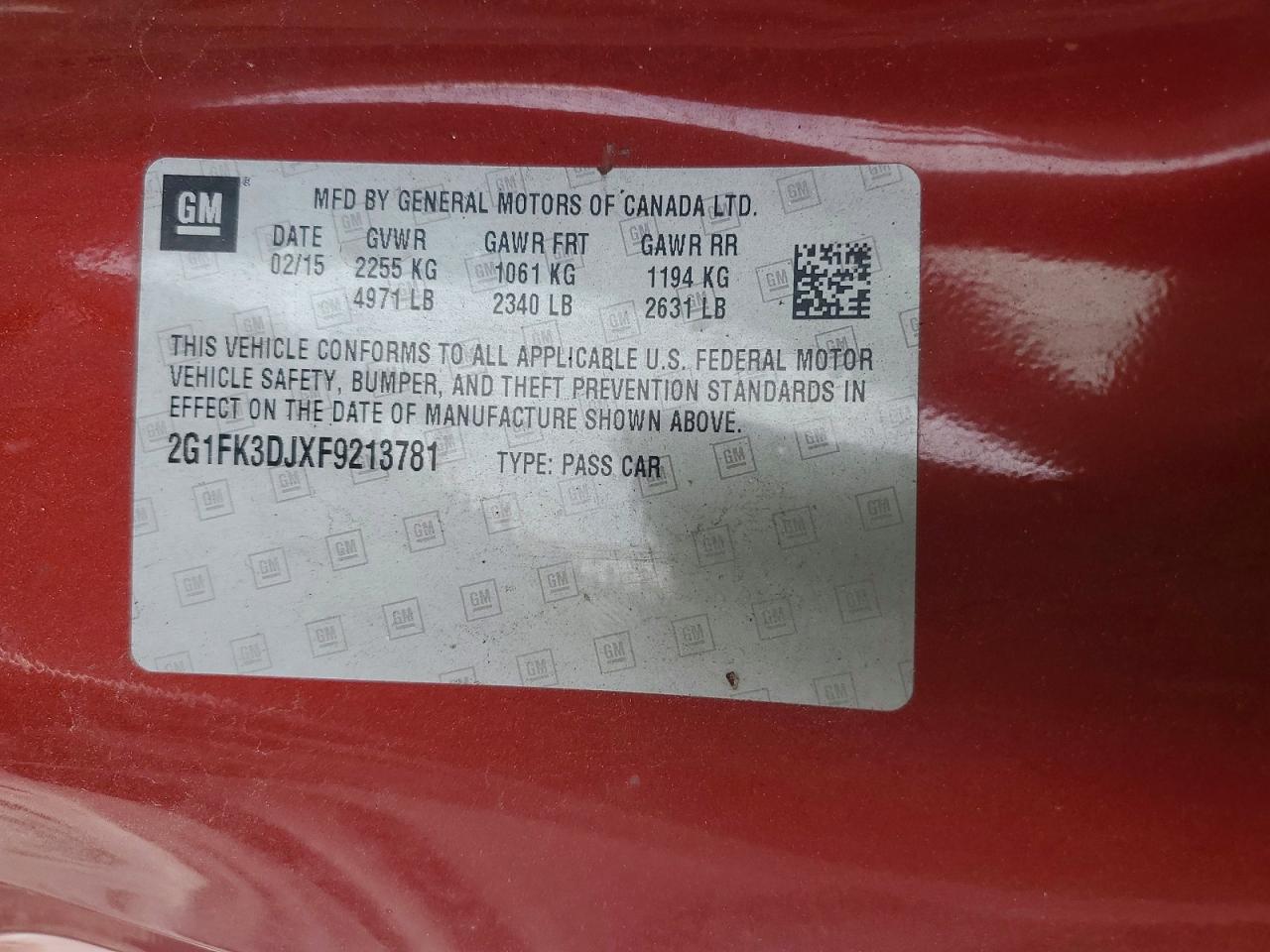 2015 Chevrolet Camaro 2ss Burgundy vin: 2G1FK3DJXF9213781