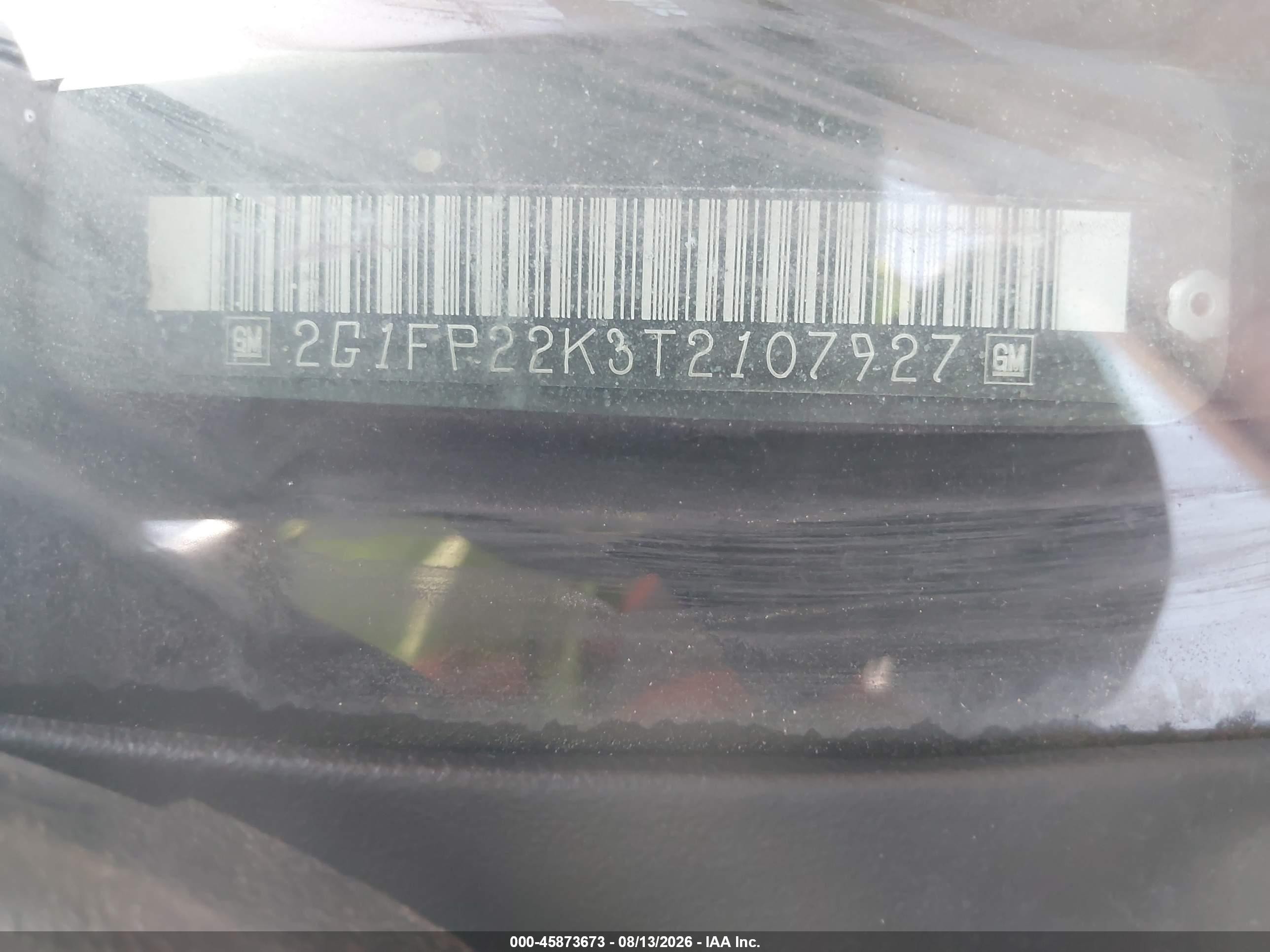 1996 Chevrolet Camaro Rs Black vin: 2G1FP22K3T2107927