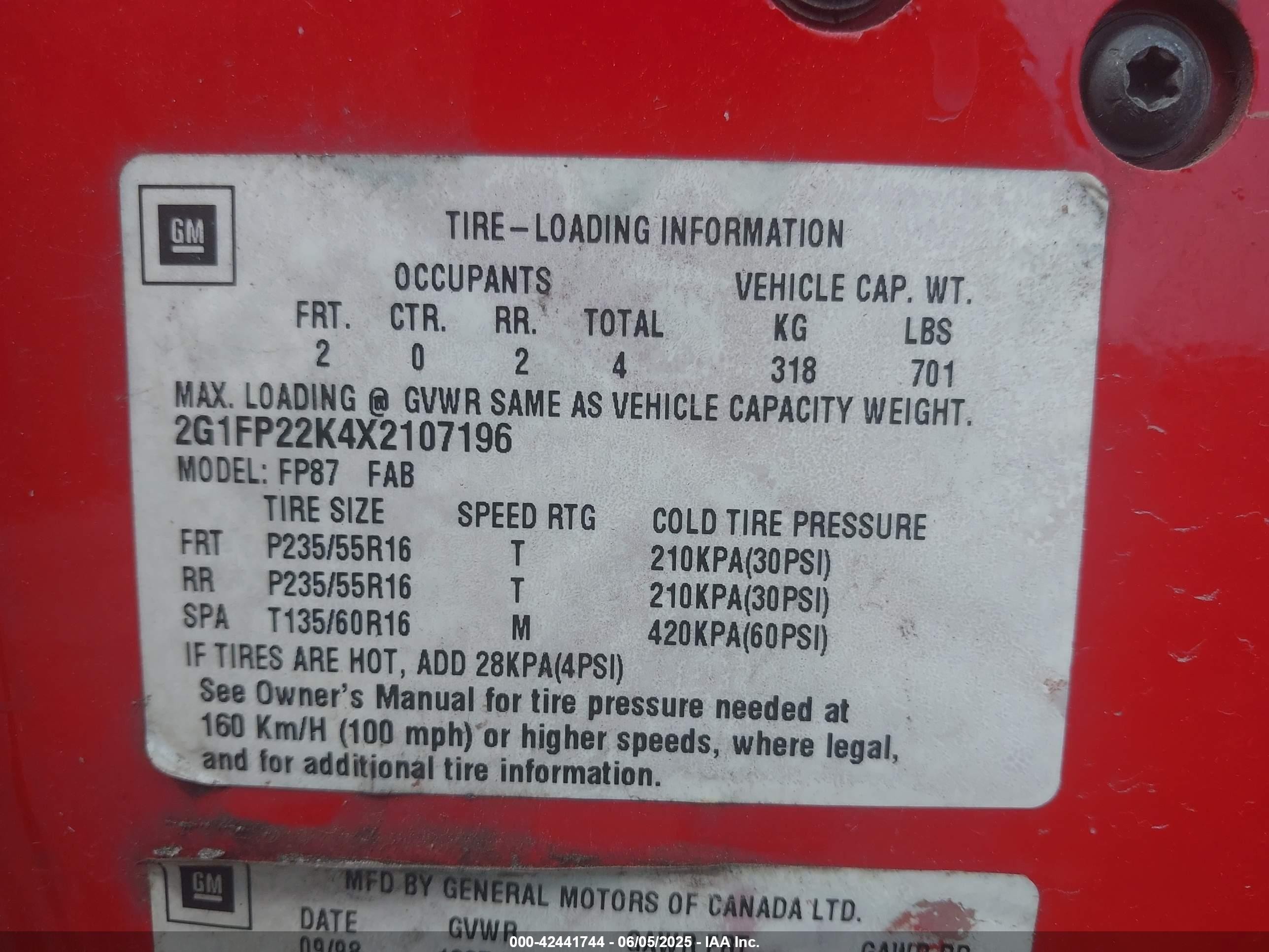 1999 Chevrolet Camaro   Red vin: 2G1FP22K4X2107196