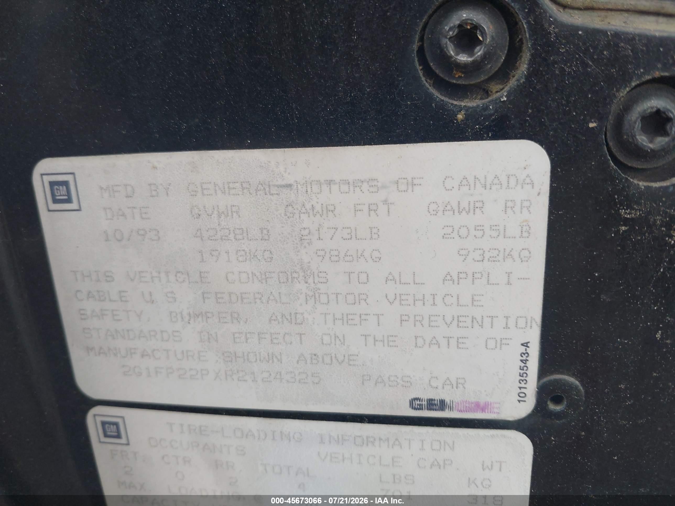 1994 Chevrolet Camaro Z28 Black vin: 2G1FP22PXR2124325