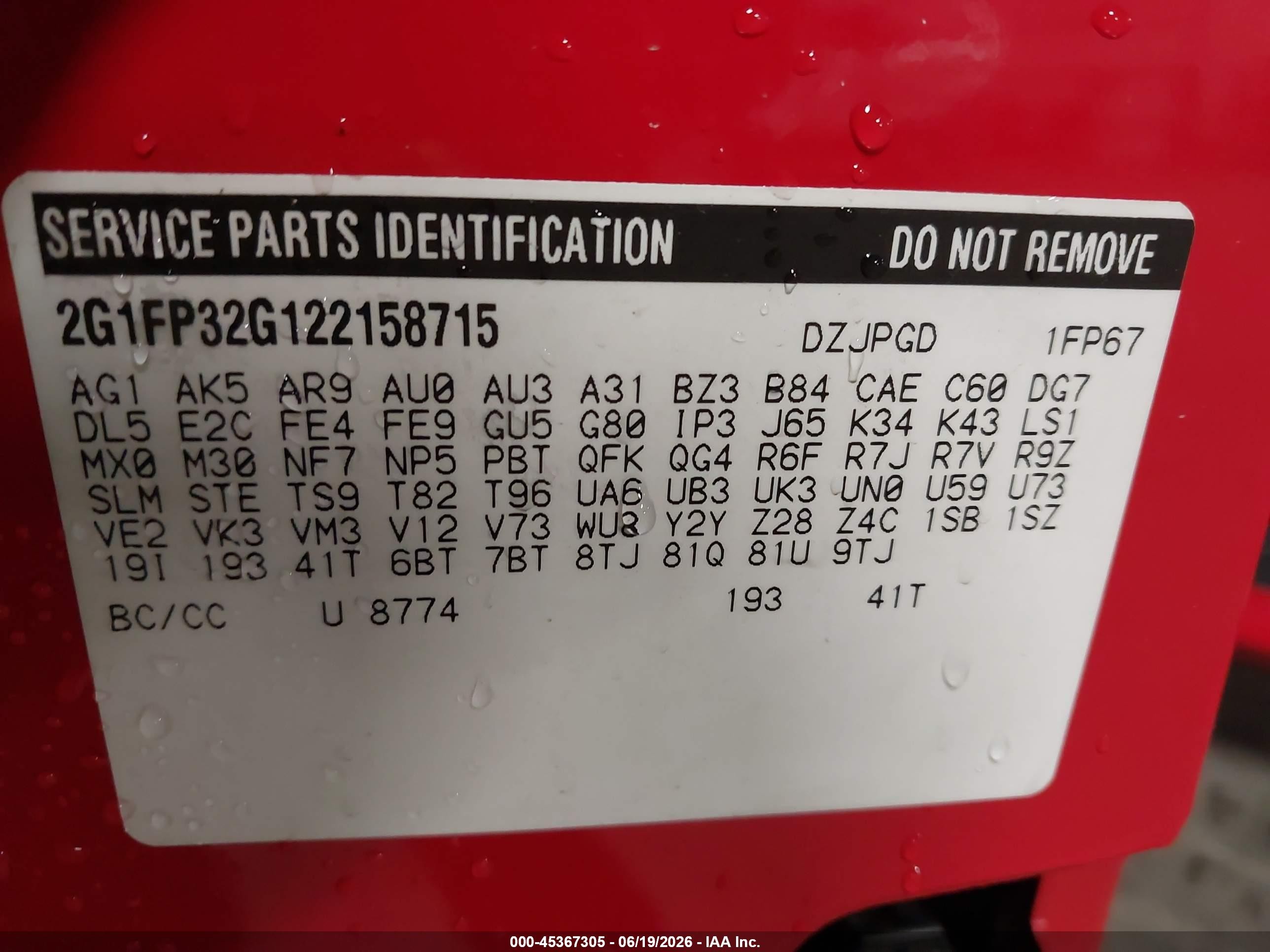 2002 Chevrolet Camaro Z28 Red vin: 2G1FP32G122158715