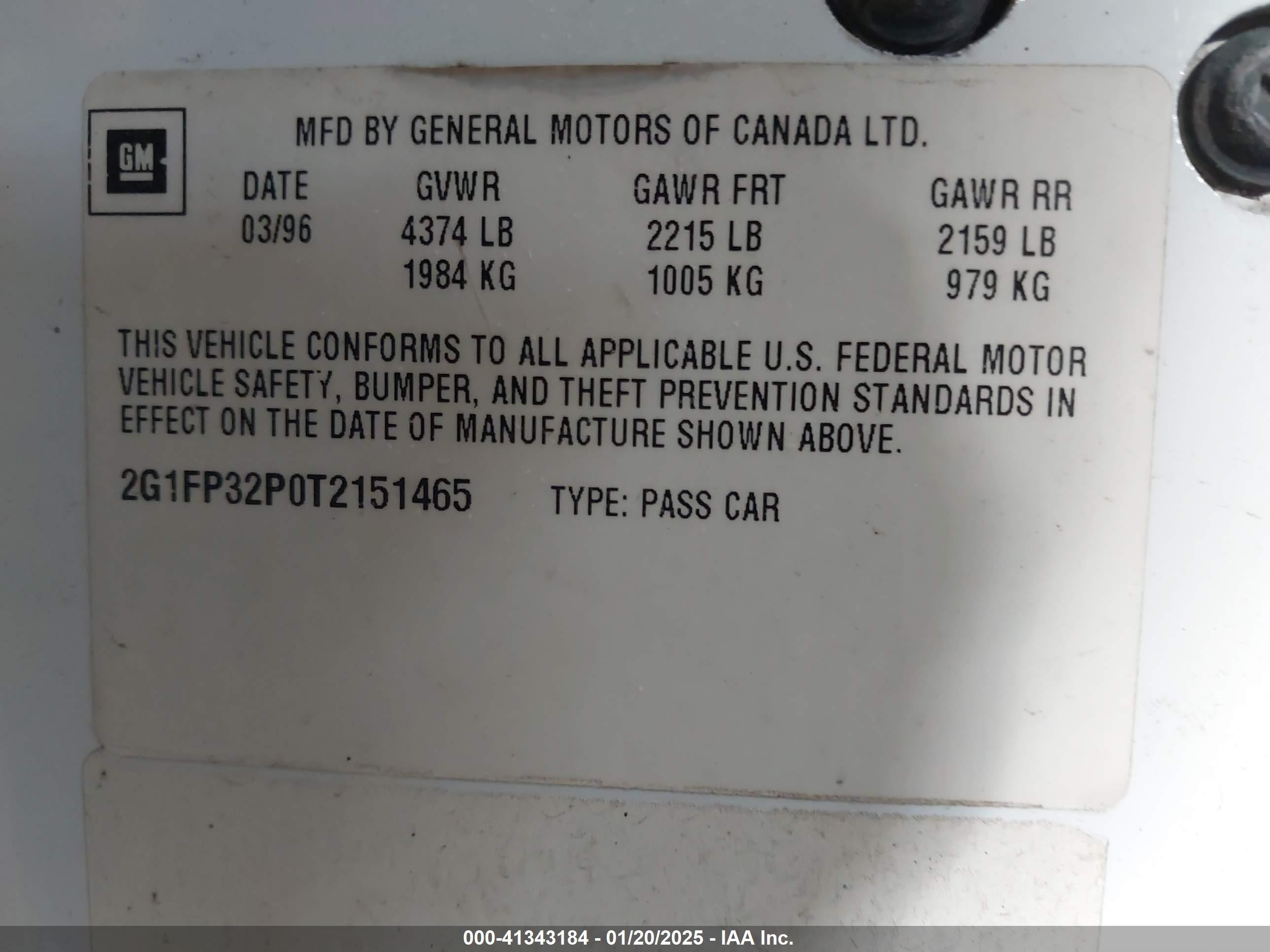 1996 Chevrolet Camaro Z28 White vin: 2G1FP32P0T2151465
