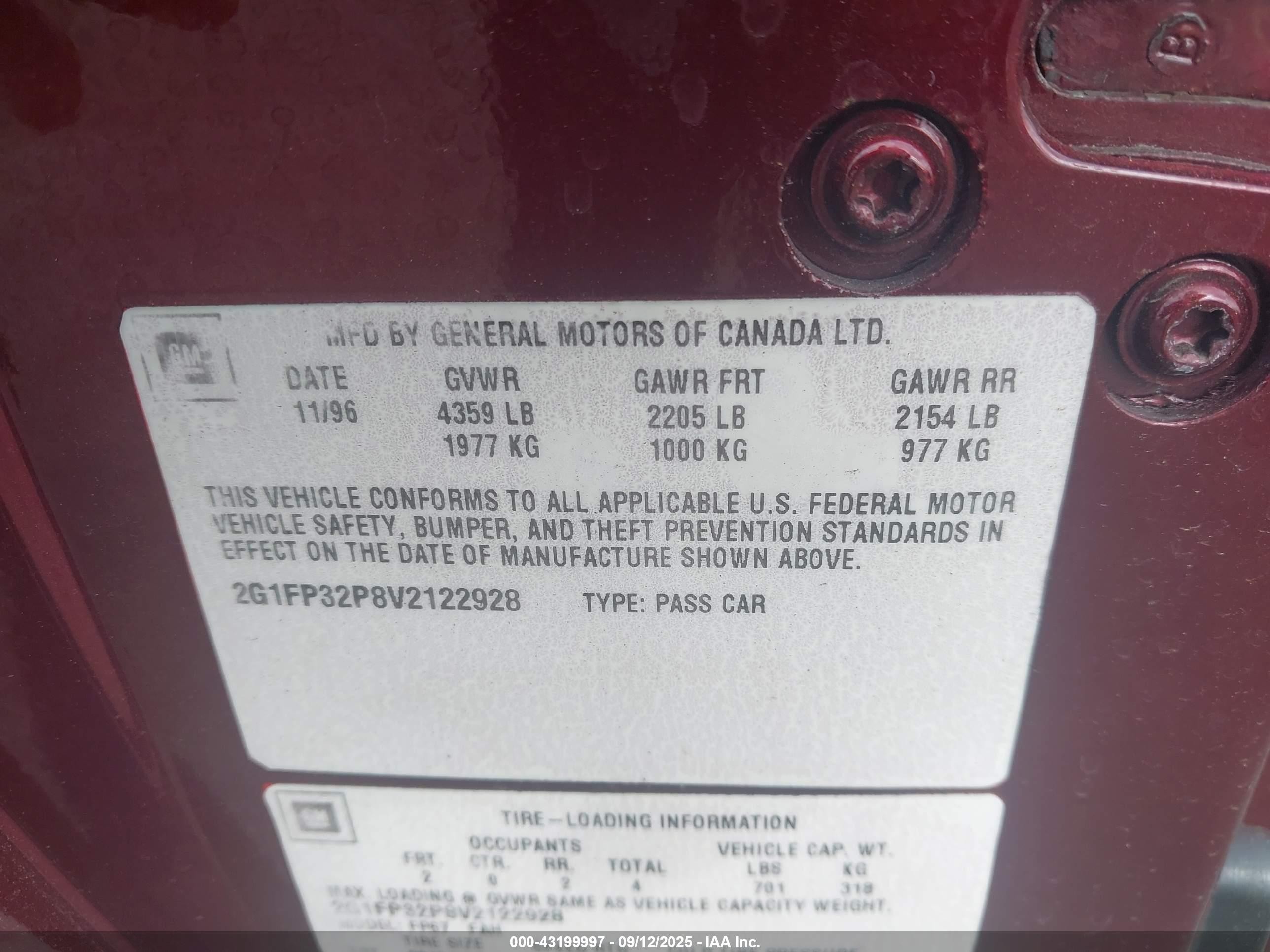 1997 Chevrolet Camaro Z28 Red vin: 2G1FP32P8V2122928
