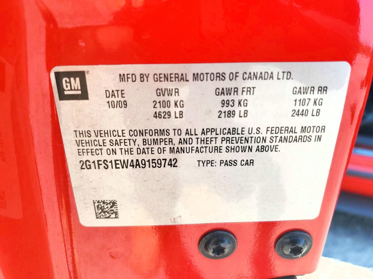 2010 Chevrolet Camaro Ss Red vin: 2G1FS1EW4A9159742