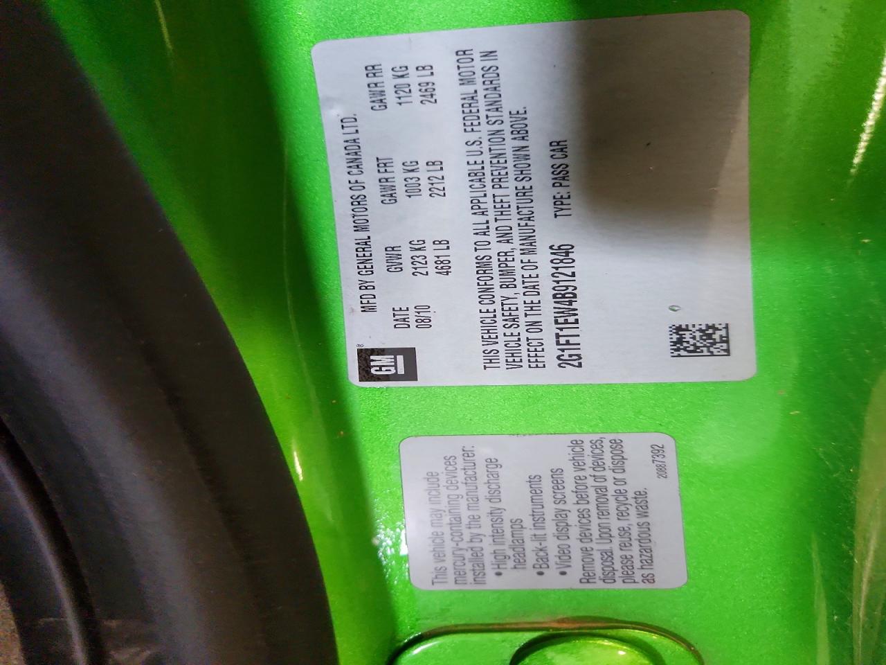 2011 Chevrolet Camaro 2ss Green vin: 2G1FT1EW4B9121846