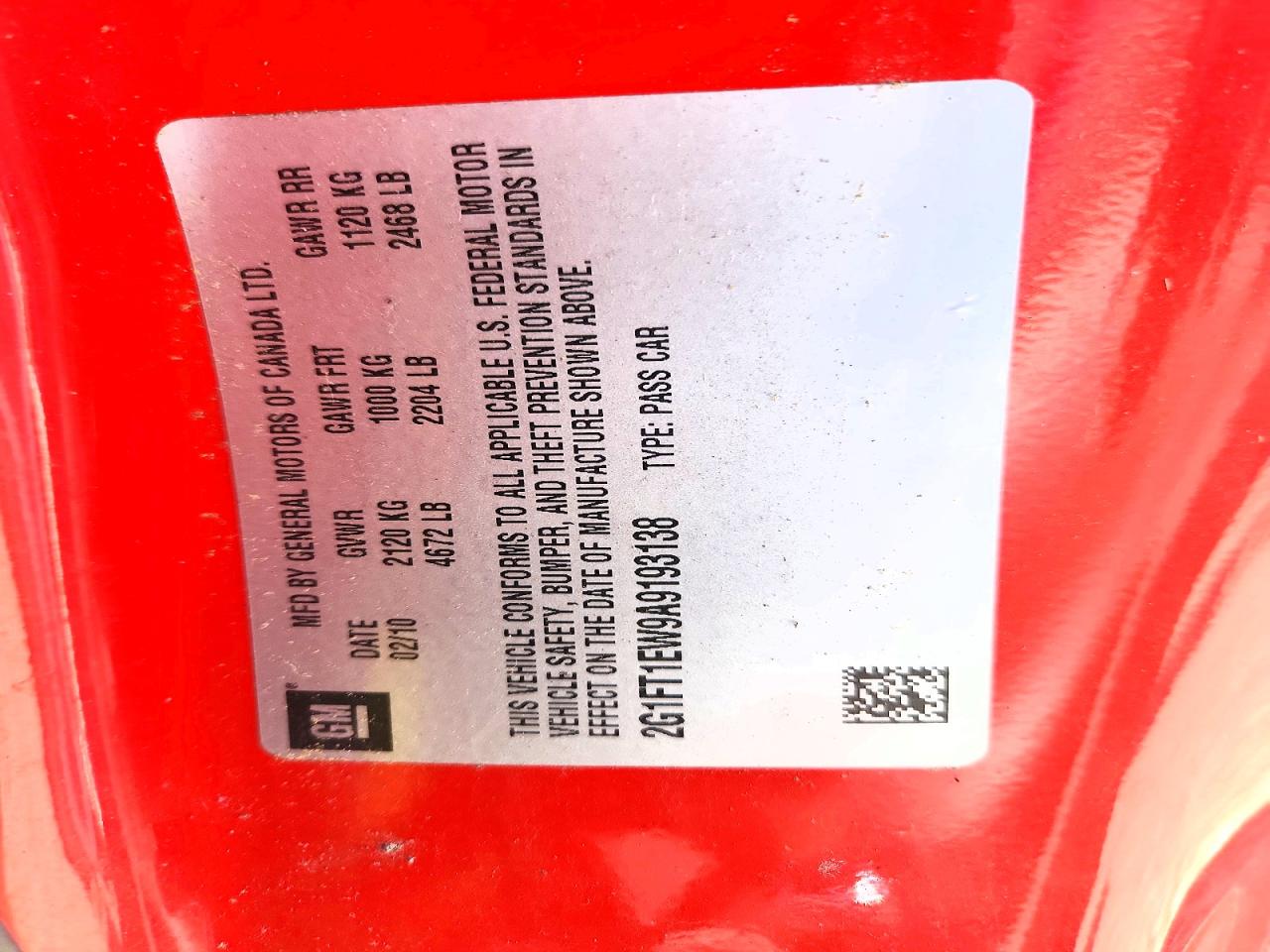 2010 Chevrolet Camaro Ss Red vin: 2G1FT1EW9A9193138