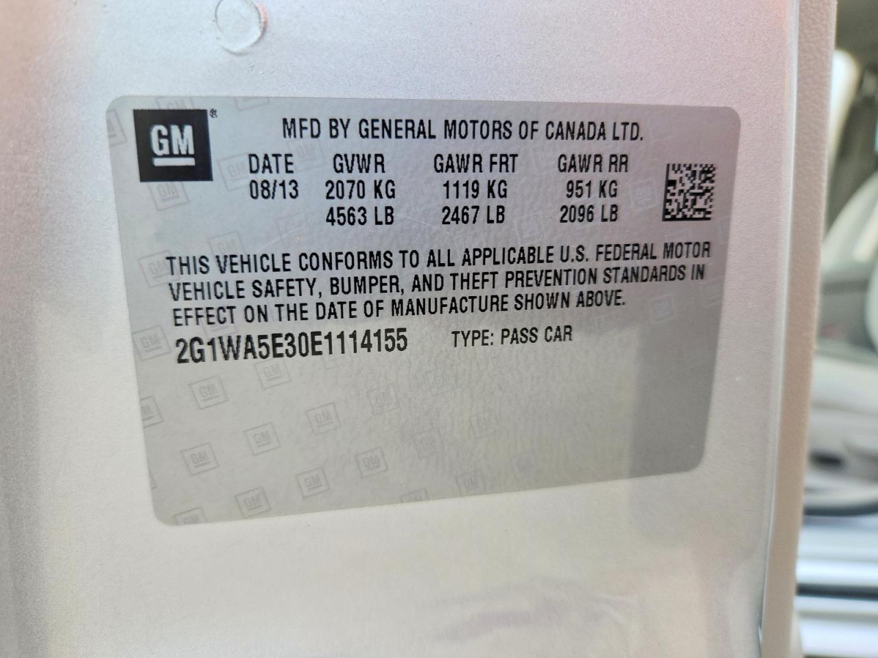 2014 Chevrolet Impala Limited Ls Silver vin: 2G1WA5E30E1114155