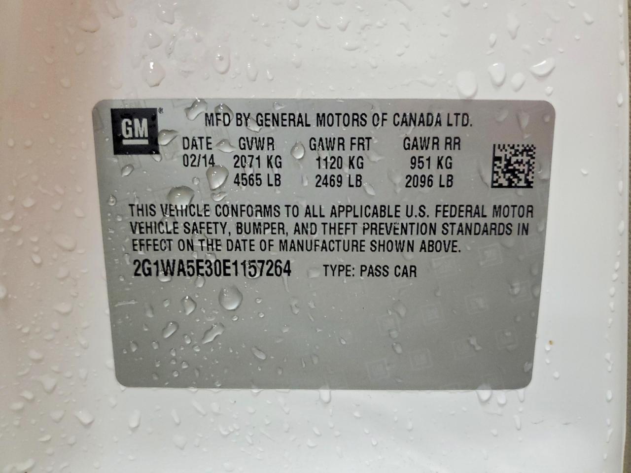 2014 Chevrolet Impala Limited Ls Белый vin: 2G1WA5E30E1157264