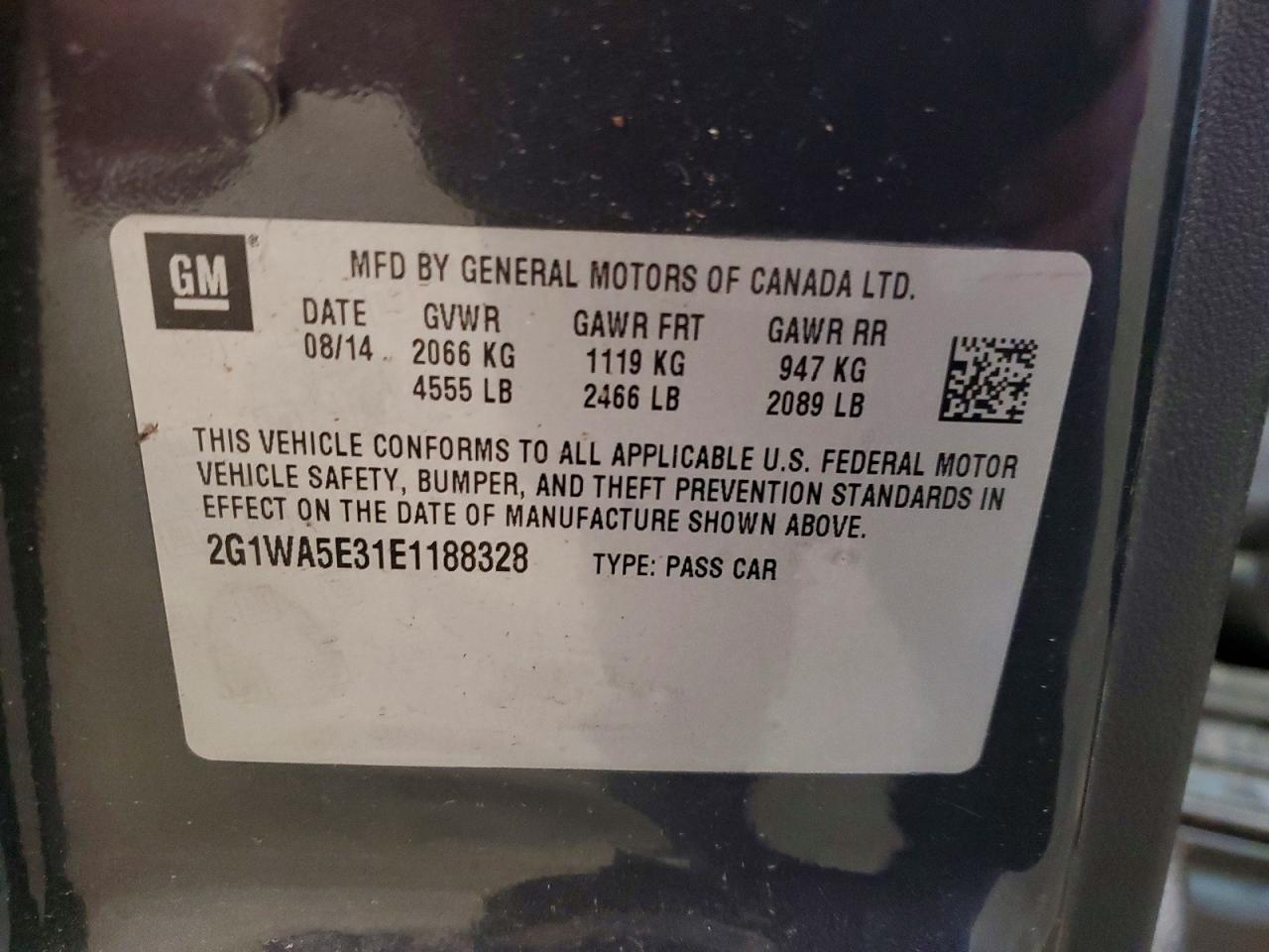 2014 Chevrolet Impala Limited Ls Gray vin: 2G1WA5E31E1188328