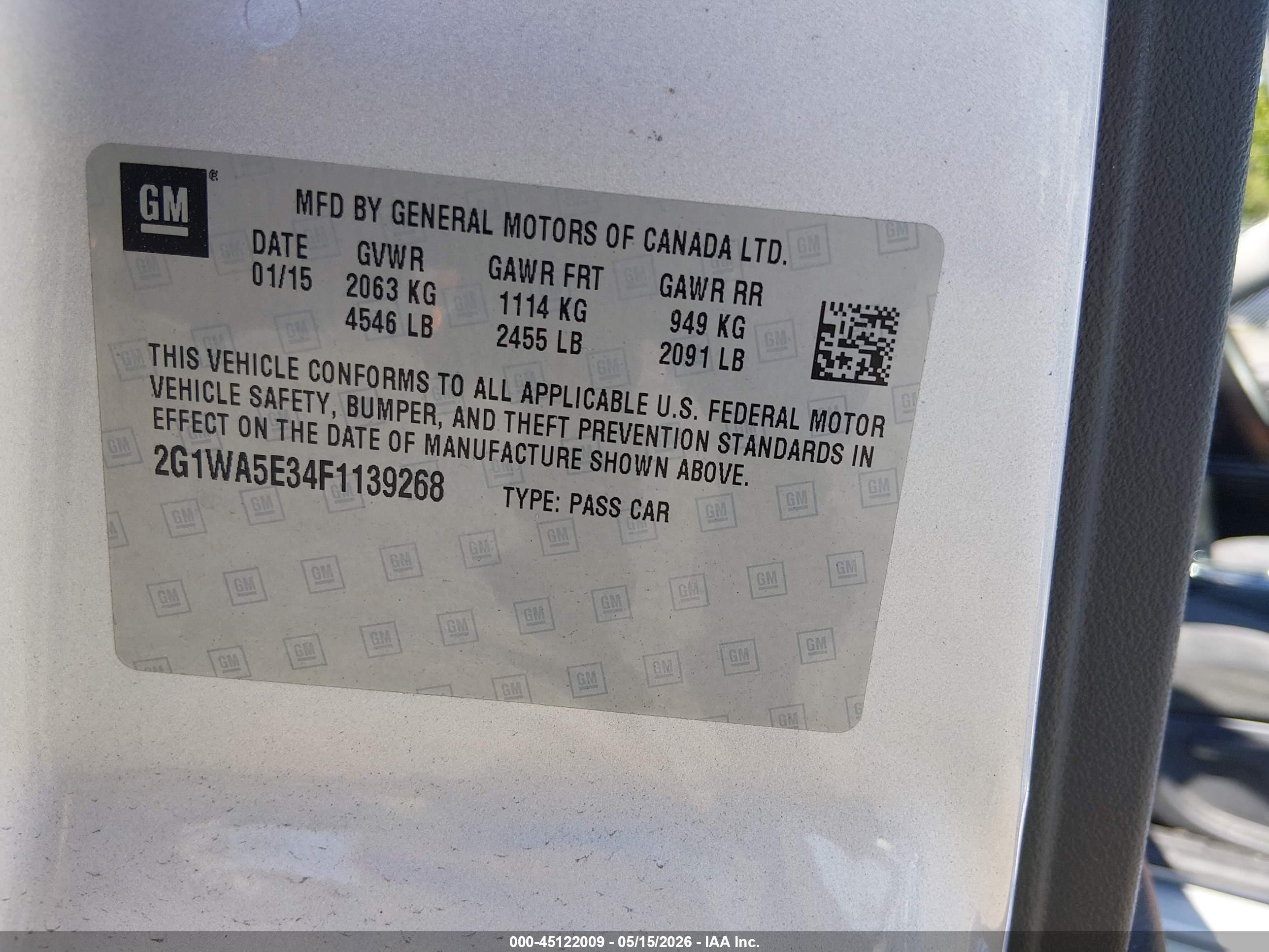 2015 Chevrolet Impala Limited Ls Серебряный vin: 2G1WA5E34F1139268