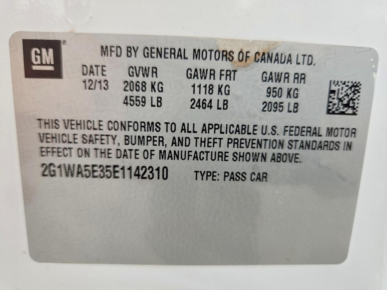 2014 Chevrolet Impala Limited Ls Белый vin: 2G1WA5E35E1142310