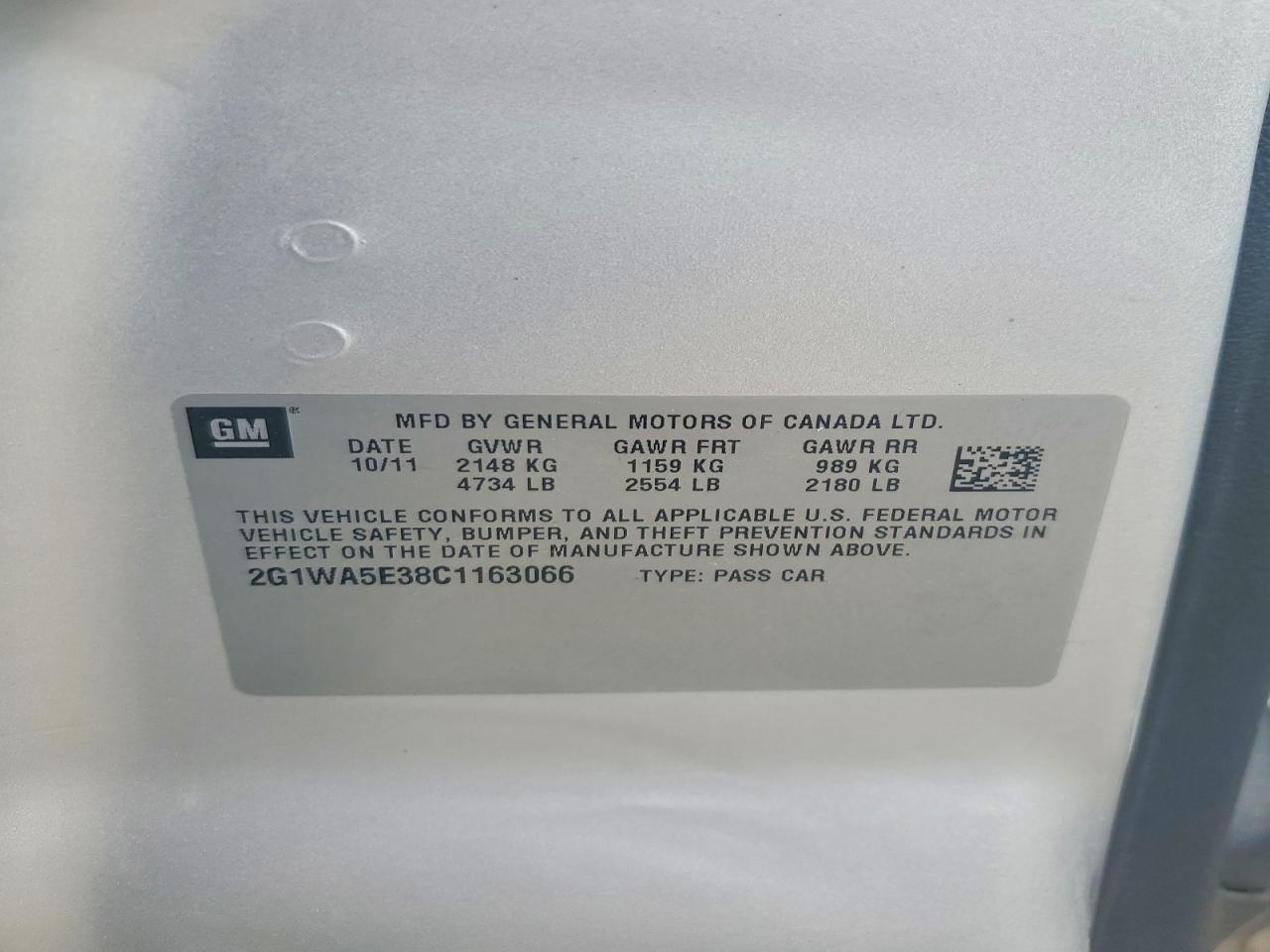 2012 Chevrolet Impala Ls Silver vin: 2G1WA5E38C1163066