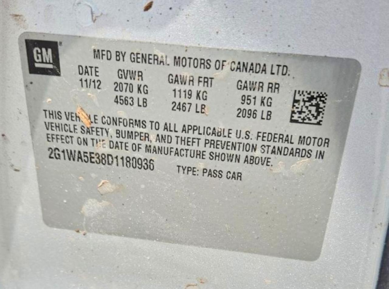 2013 Chevrolet Impala Silver vin: 2G1WA5E38D1180936