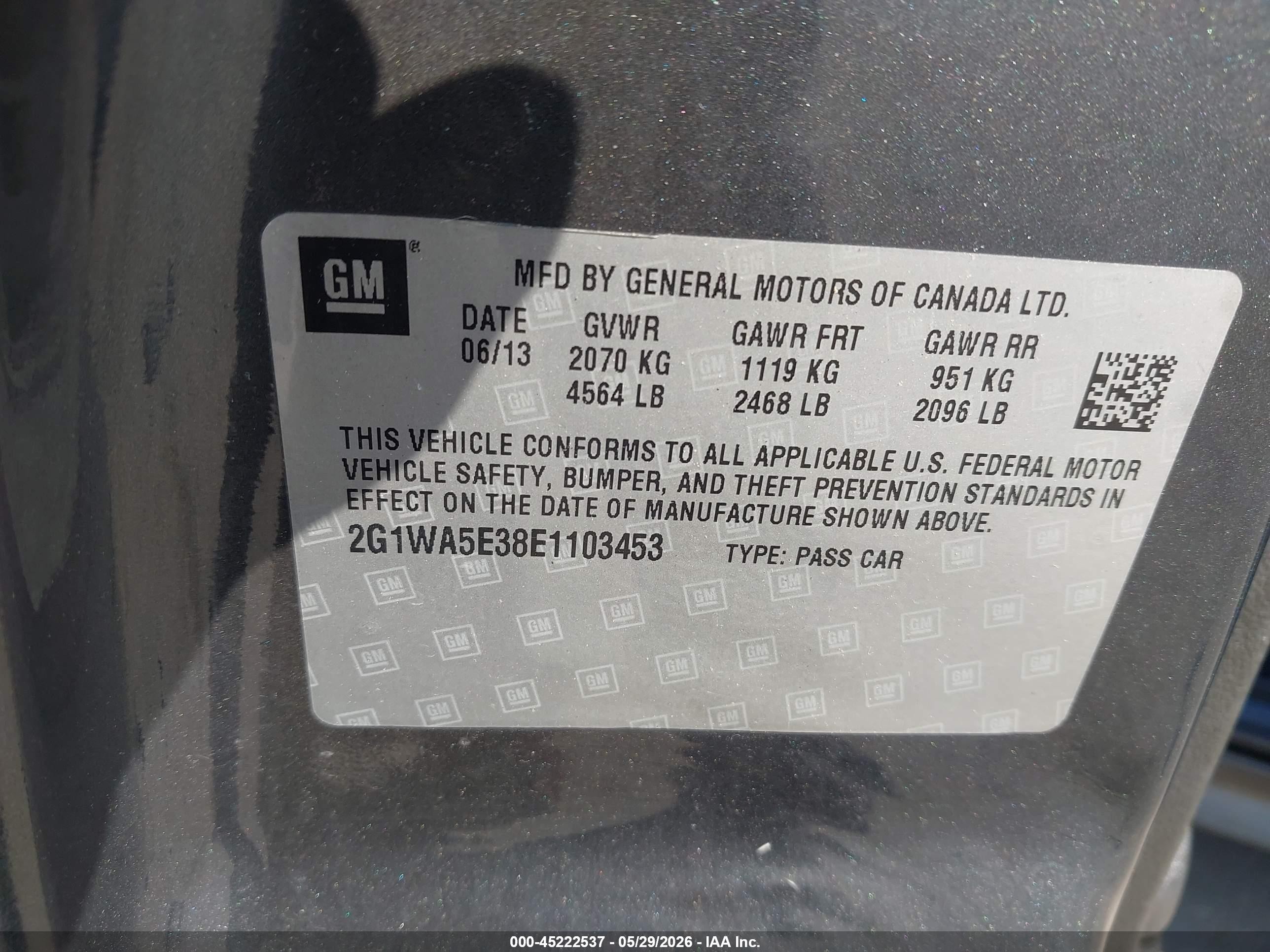 2014 Chevrolet Impala Limited Ls Gray vin: 2G1WA5E38E1103453