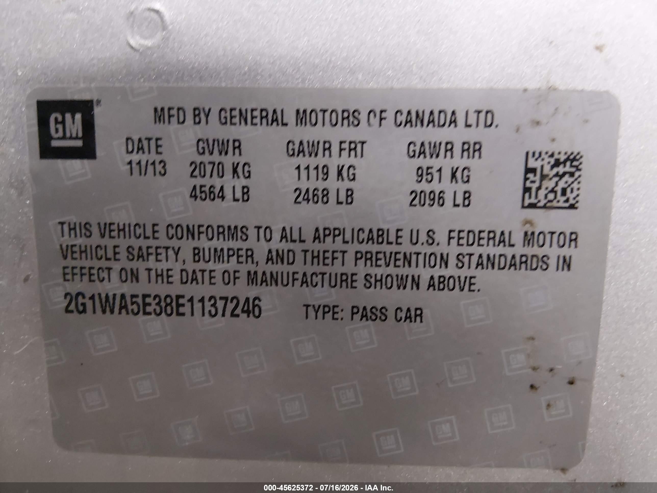 2014 Chevrolet Impala Limited Ls Серебряный vin: 2G1WA5E38E1137246