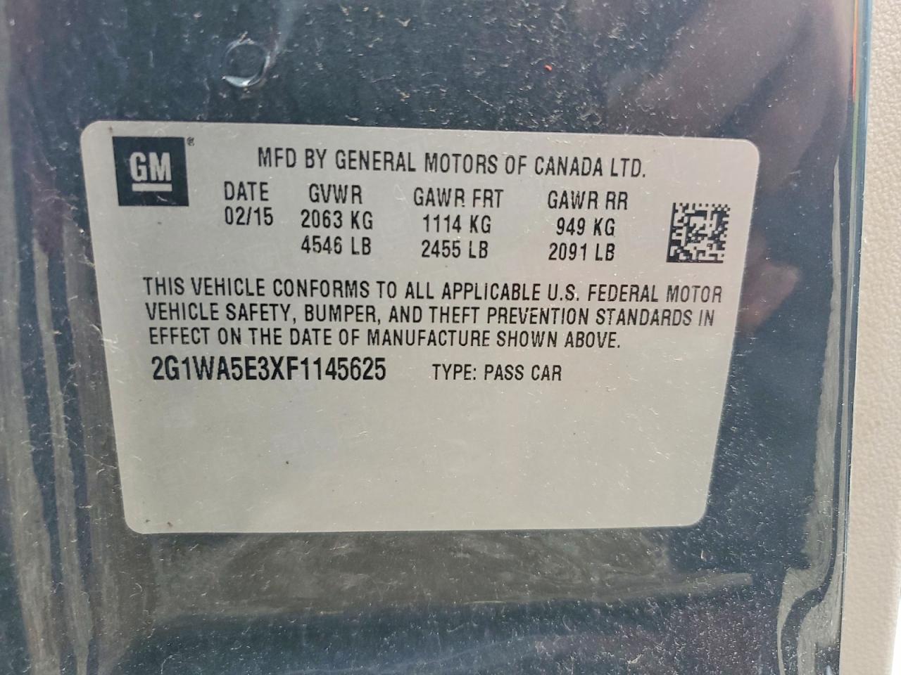 2015 Chevrolet Impala Limited Ls Charcoal vin: 2G1WA5E3XF1145625