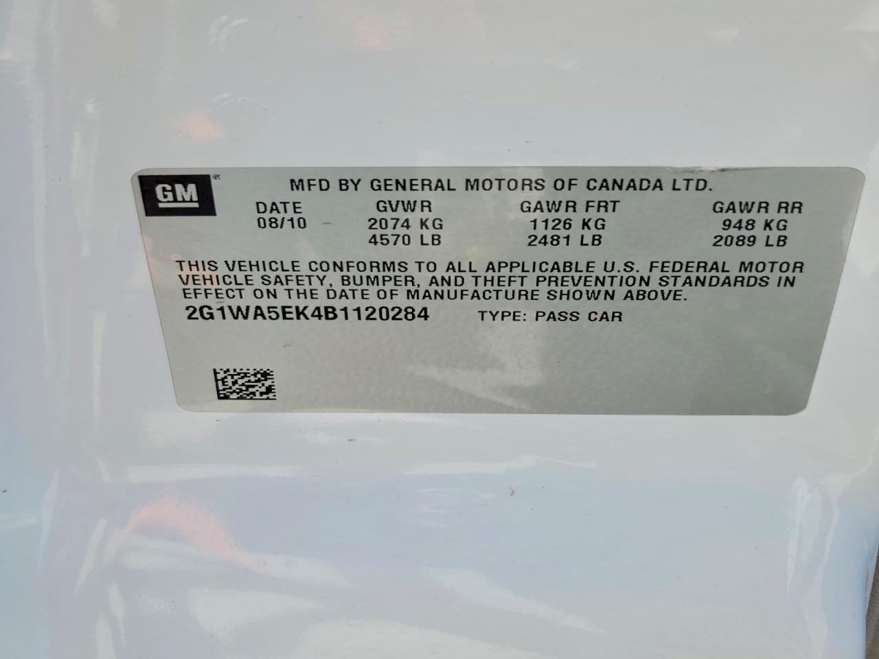 2011 Chevrolet Impala Ls White vin: 2G1WA5EK4B1120284