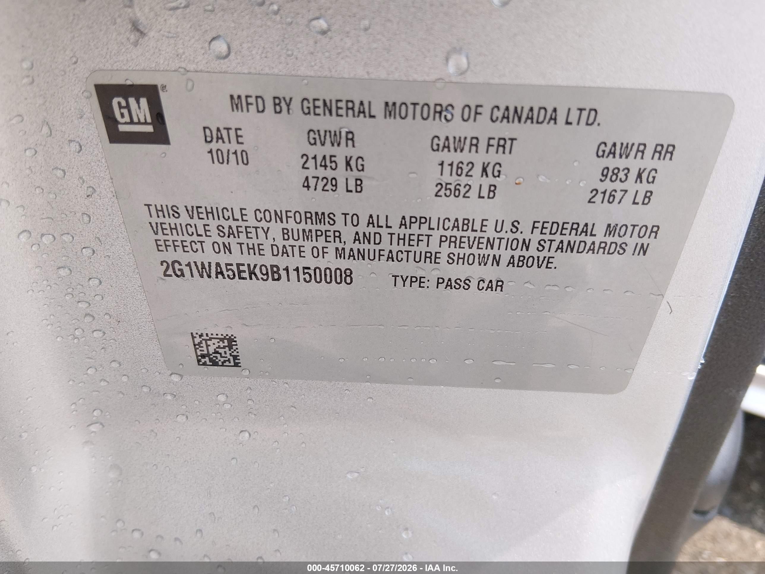 2011 Chevrolet Impala Ls Серебряный vin: 2G1WA5EK9B1150008