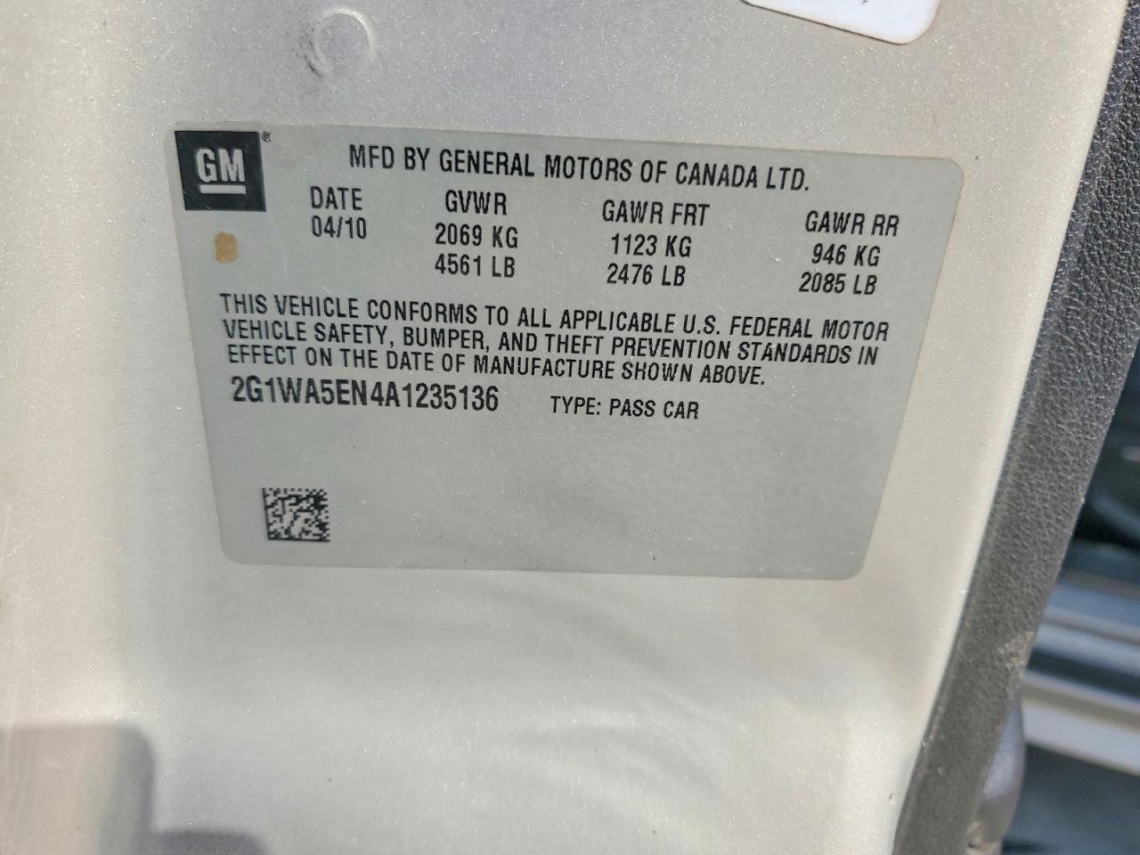 2010 Chevrolet Impala Ls Gold vin: 2G1WA5EN4A1235136