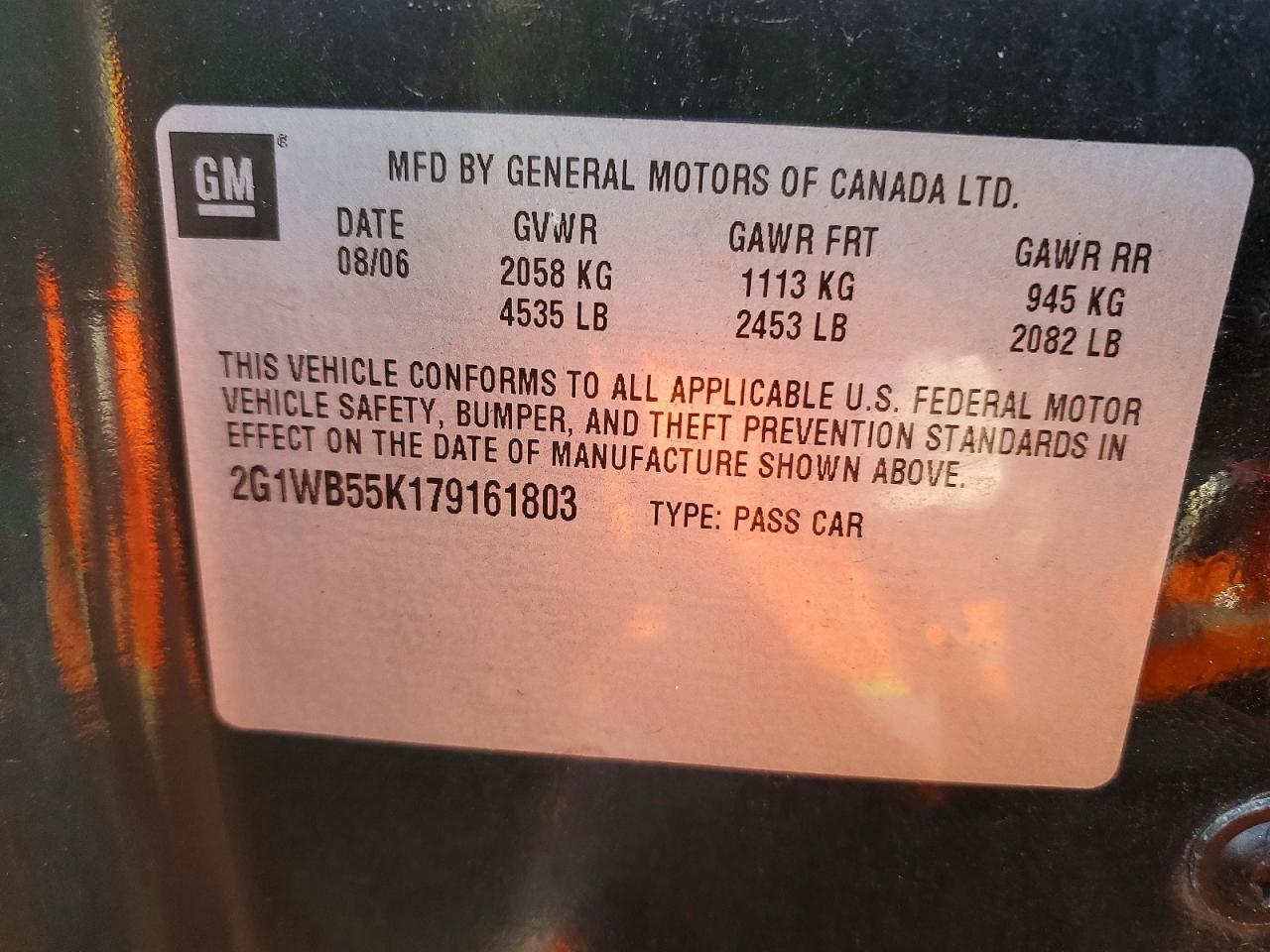 2007 Chevrolet Impala Ls Black vin: 2G1WB55K179161803