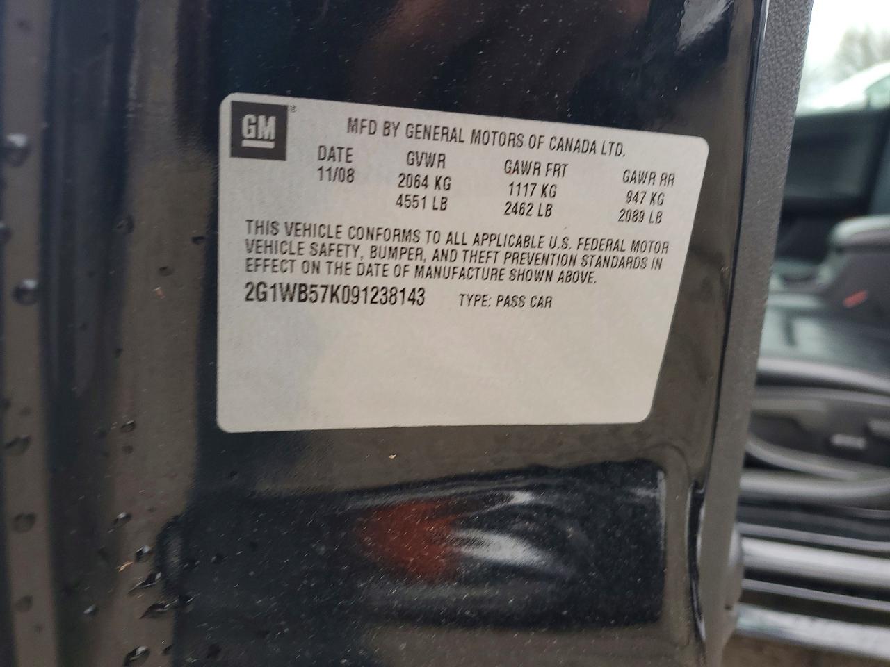 2009 Chevrolet Impala Ls Черный vin: 2G1WB57K091238143
