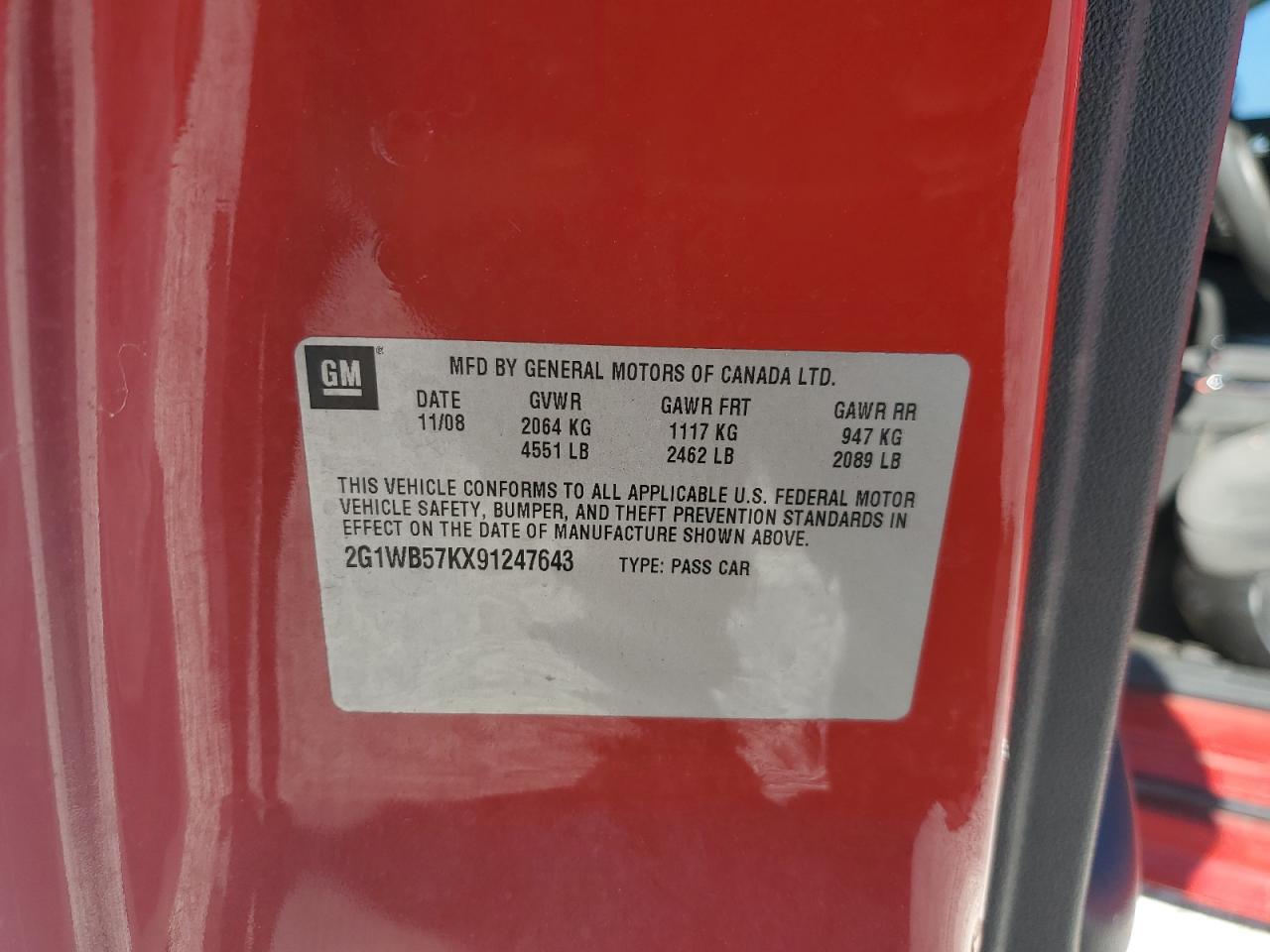 2009 Chevrolet Impala Ls Red vin: 2G1WB57KX91247643