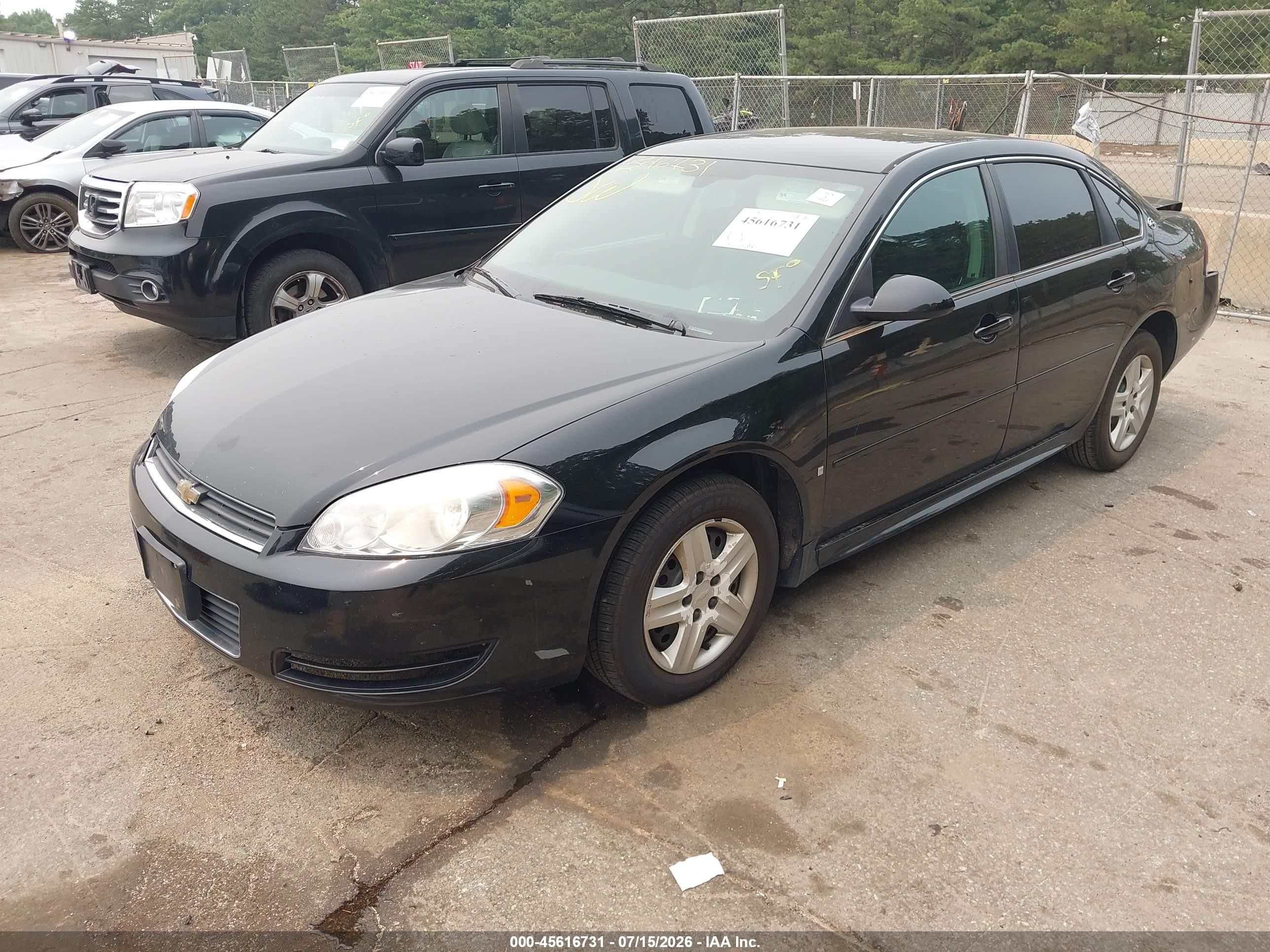 2009 Chevrolet Impala Ls Black vin: 2G1WB57N691254406
