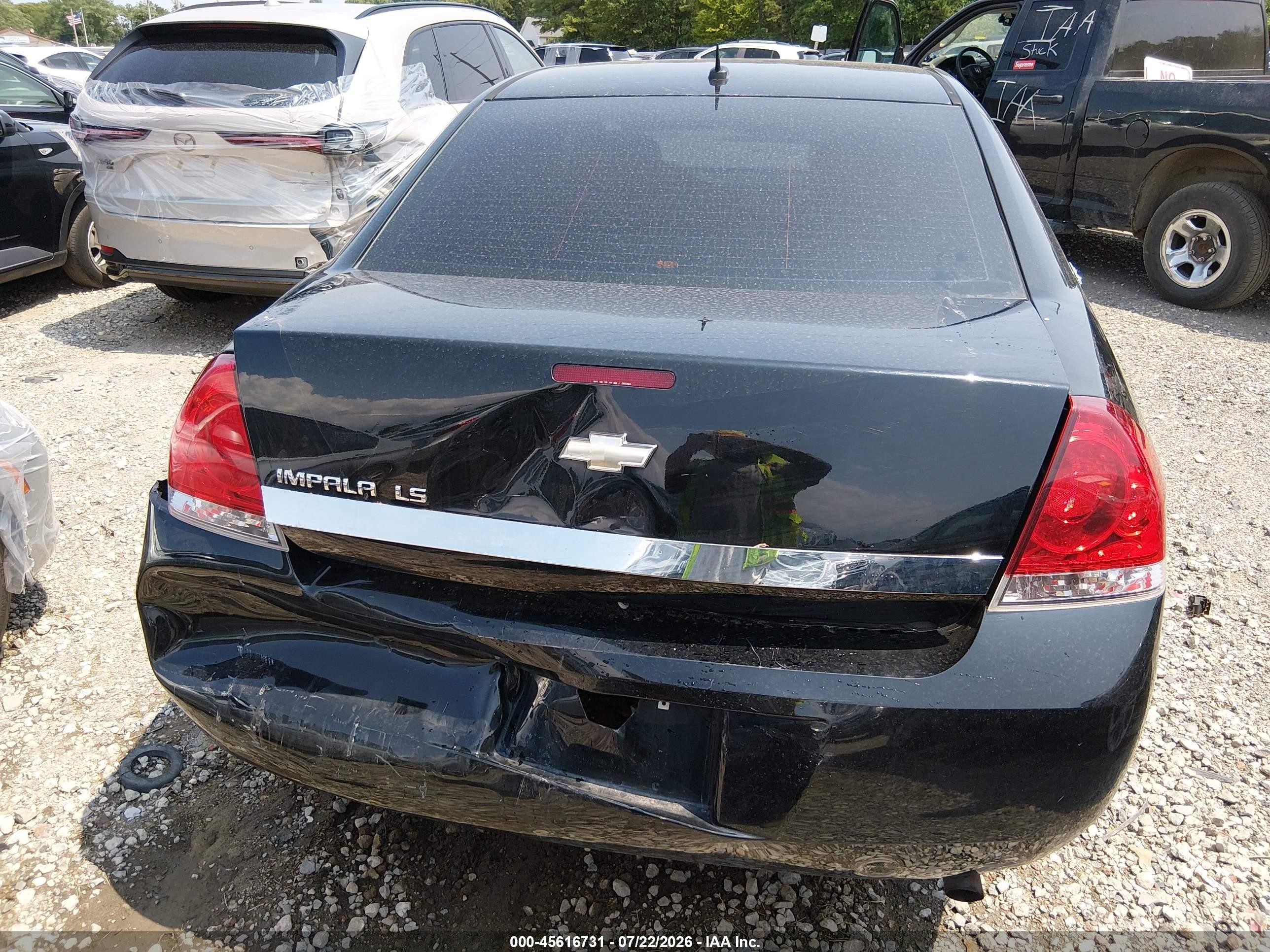 2009 Chevrolet Impala Ls Black vin: 2G1WB57N691254406