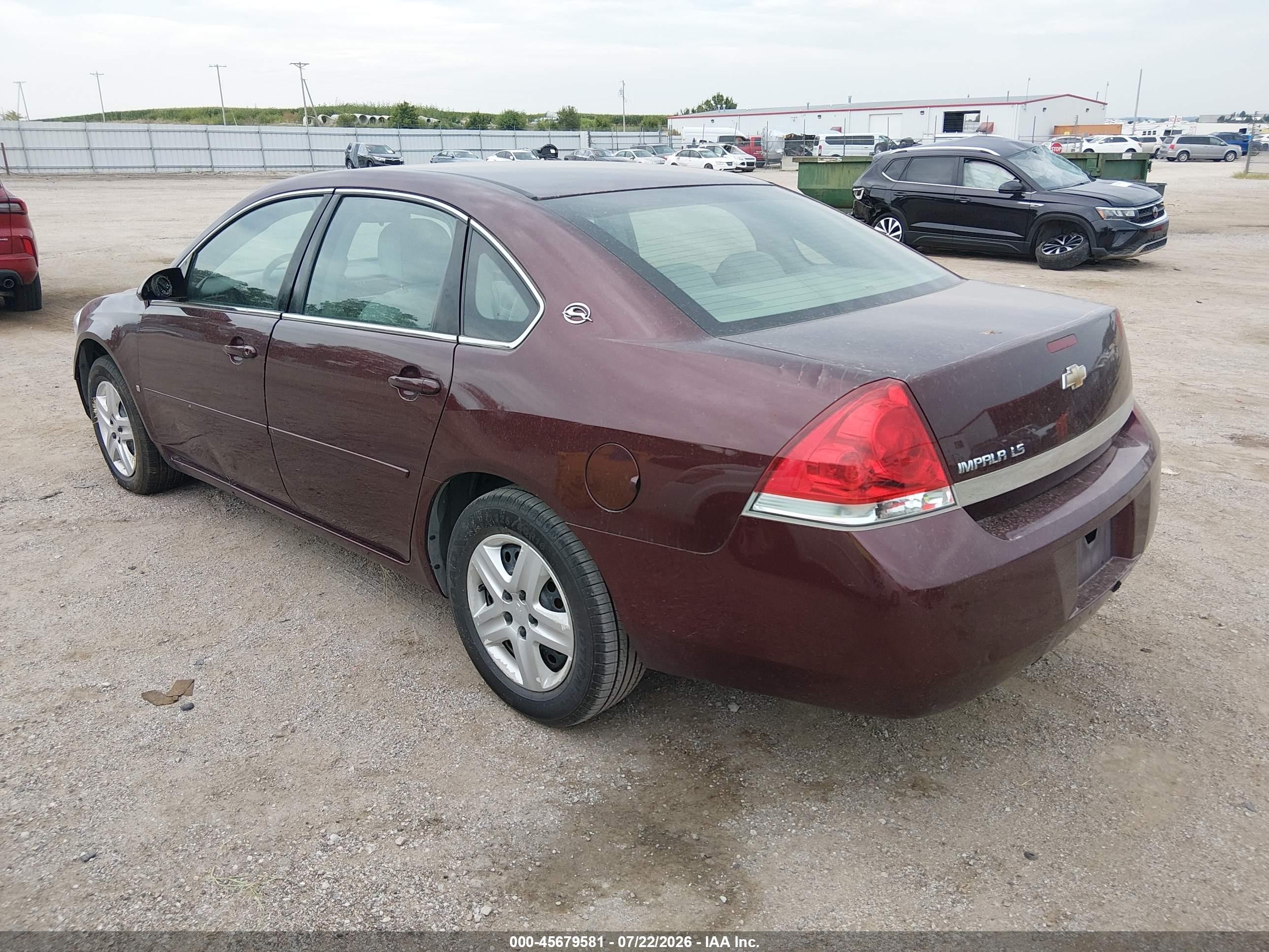 2007 Chevrolet Impala Ls Maroon vin: 2G1WB58K079380649