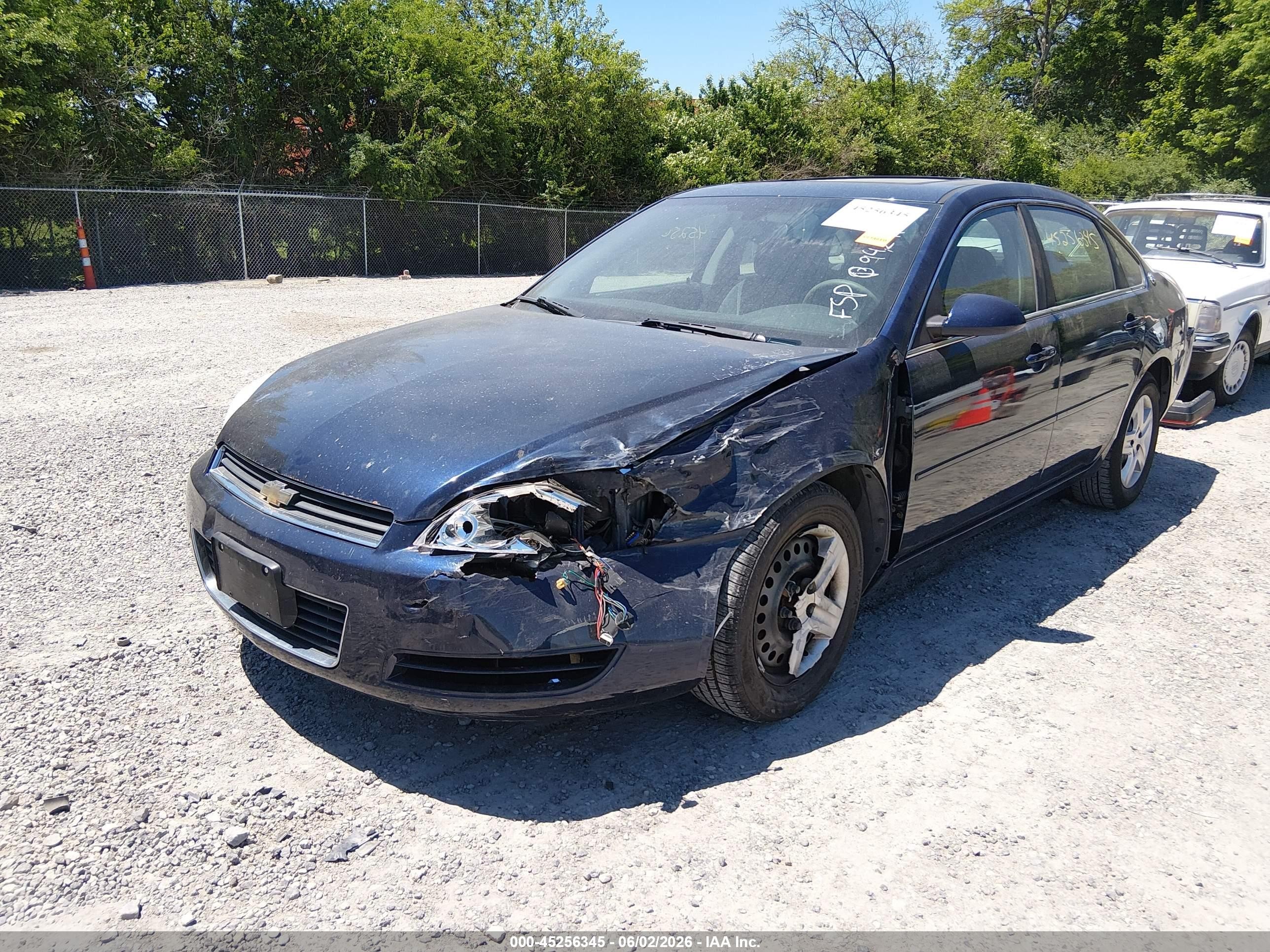 2008 Chevrolet Impala Ls Blue vin: 2G1WB58K181278633