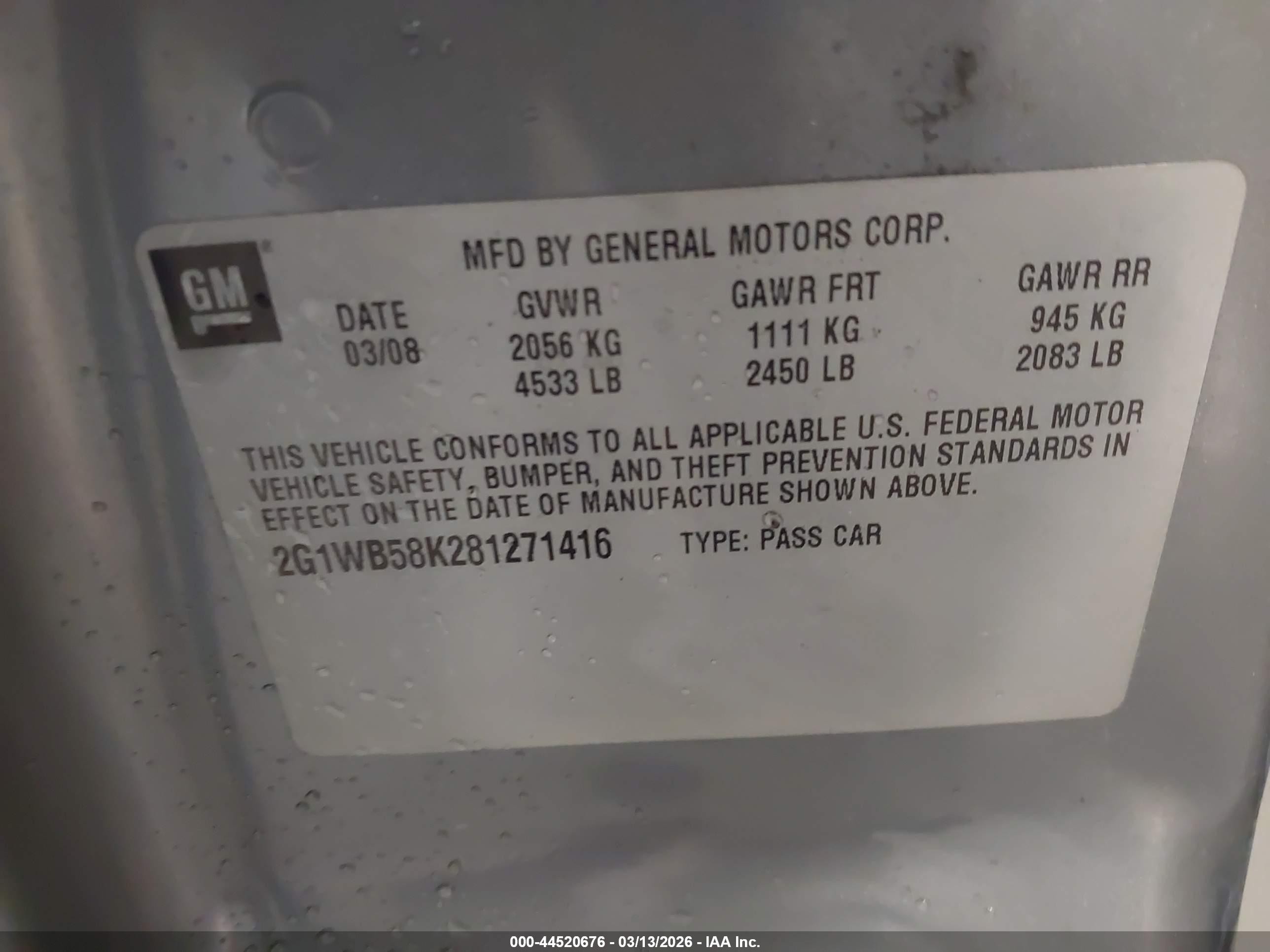 2008 Chevrolet Impala Ls Gray vin: 2G1WB58K281271416