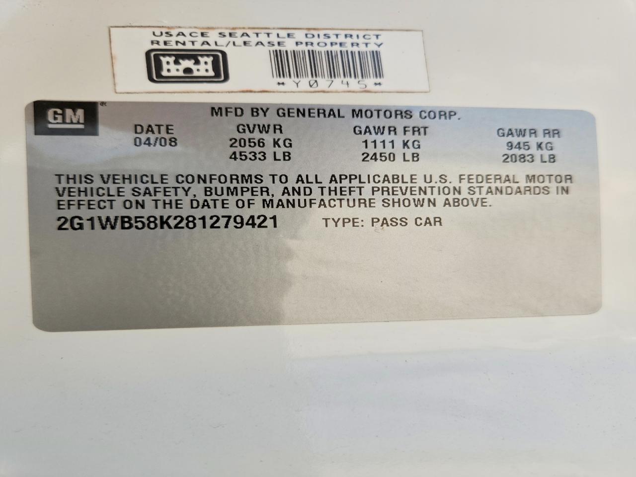 2008 Chevrolet Impala Ls White vin: 2G1WB58K281279421