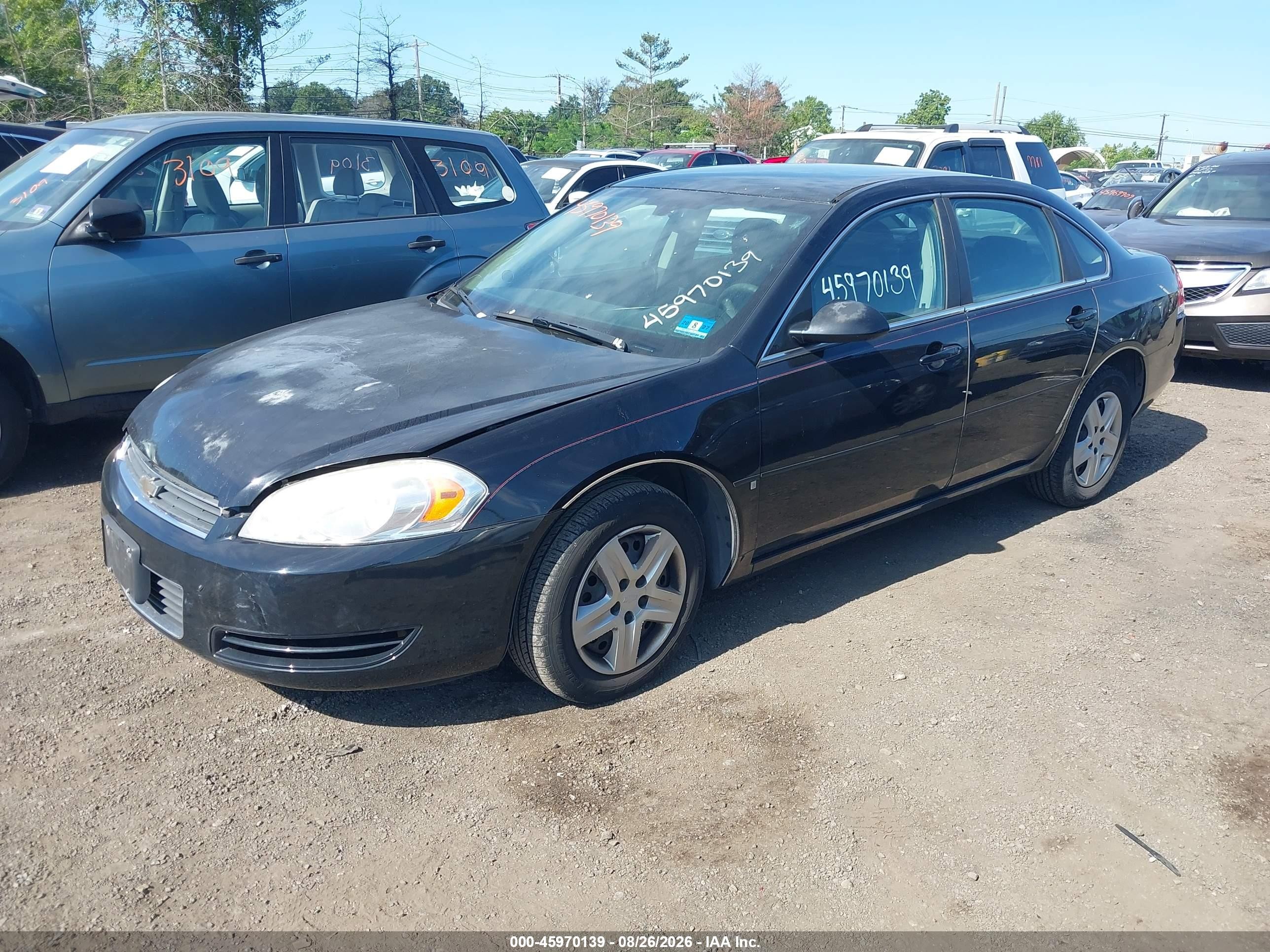 2008 Chevrolet Impala Ls Black vin: 2G1WB58K389148371