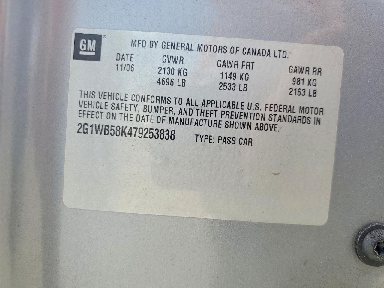 2007 Chevrolet Impala Ls Gray vin: 2G1WB58K479253838