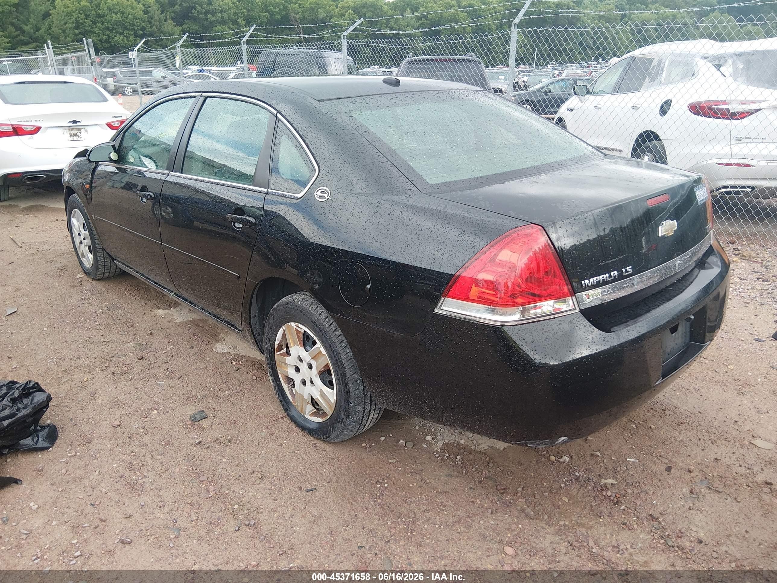 2008 Chevrolet Impala Ls Black vin: 2G1WB58K481377625