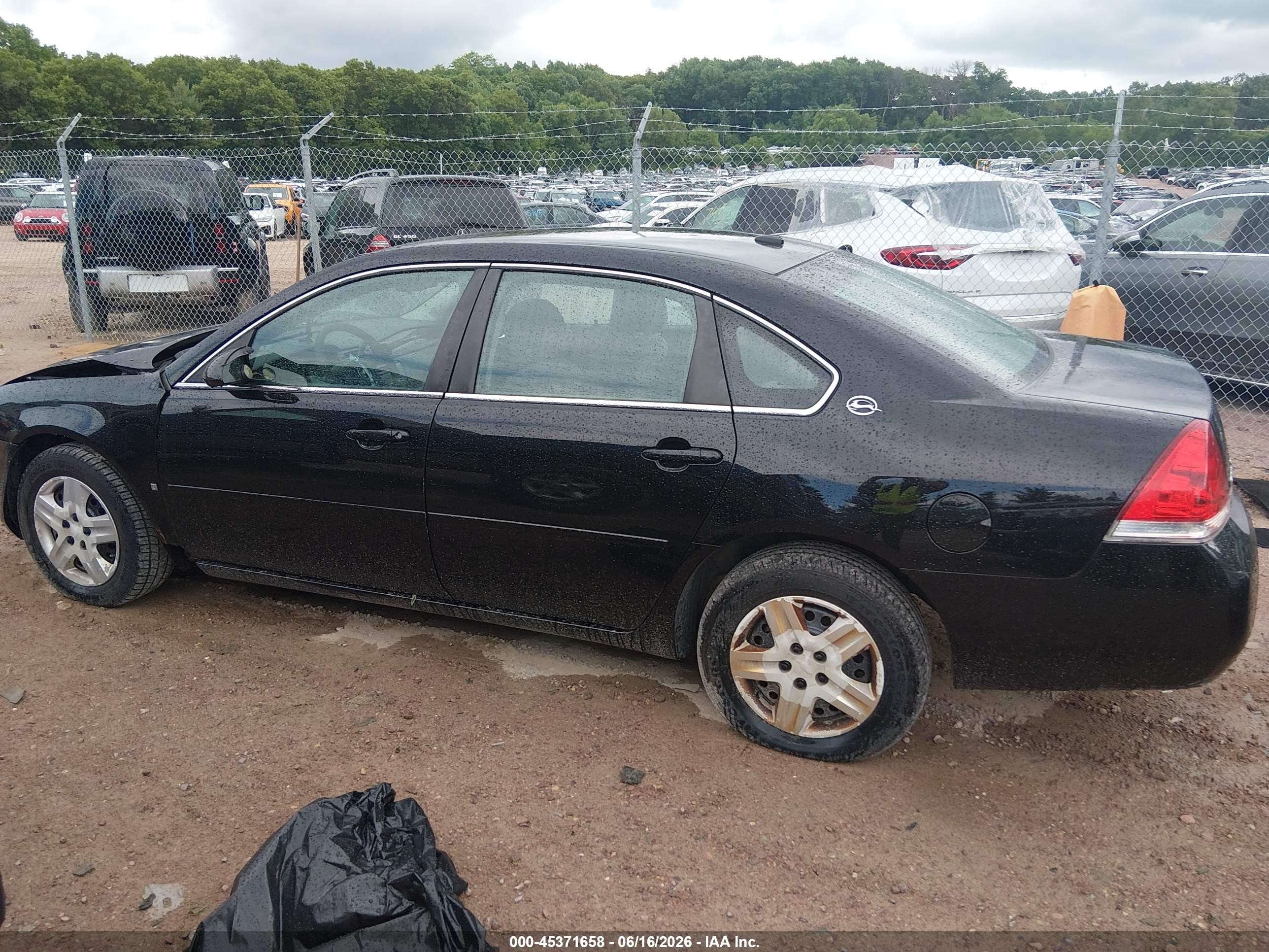 2008 Chevrolet Impala Ls Black vin: 2G1WB58K481377625