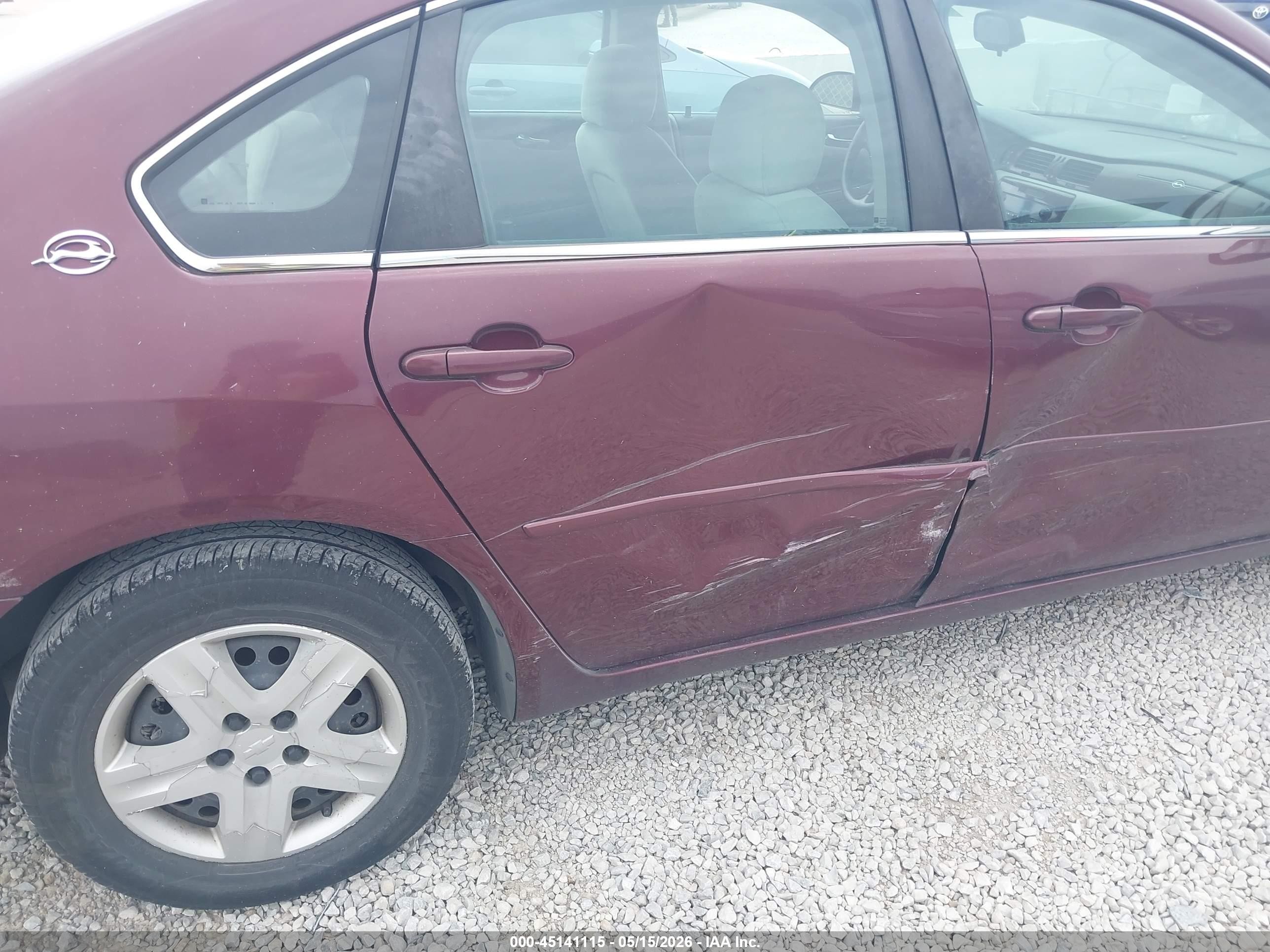2007 Chevrolet Impala Ls Burgundy vin: 2G1WB58K579201635